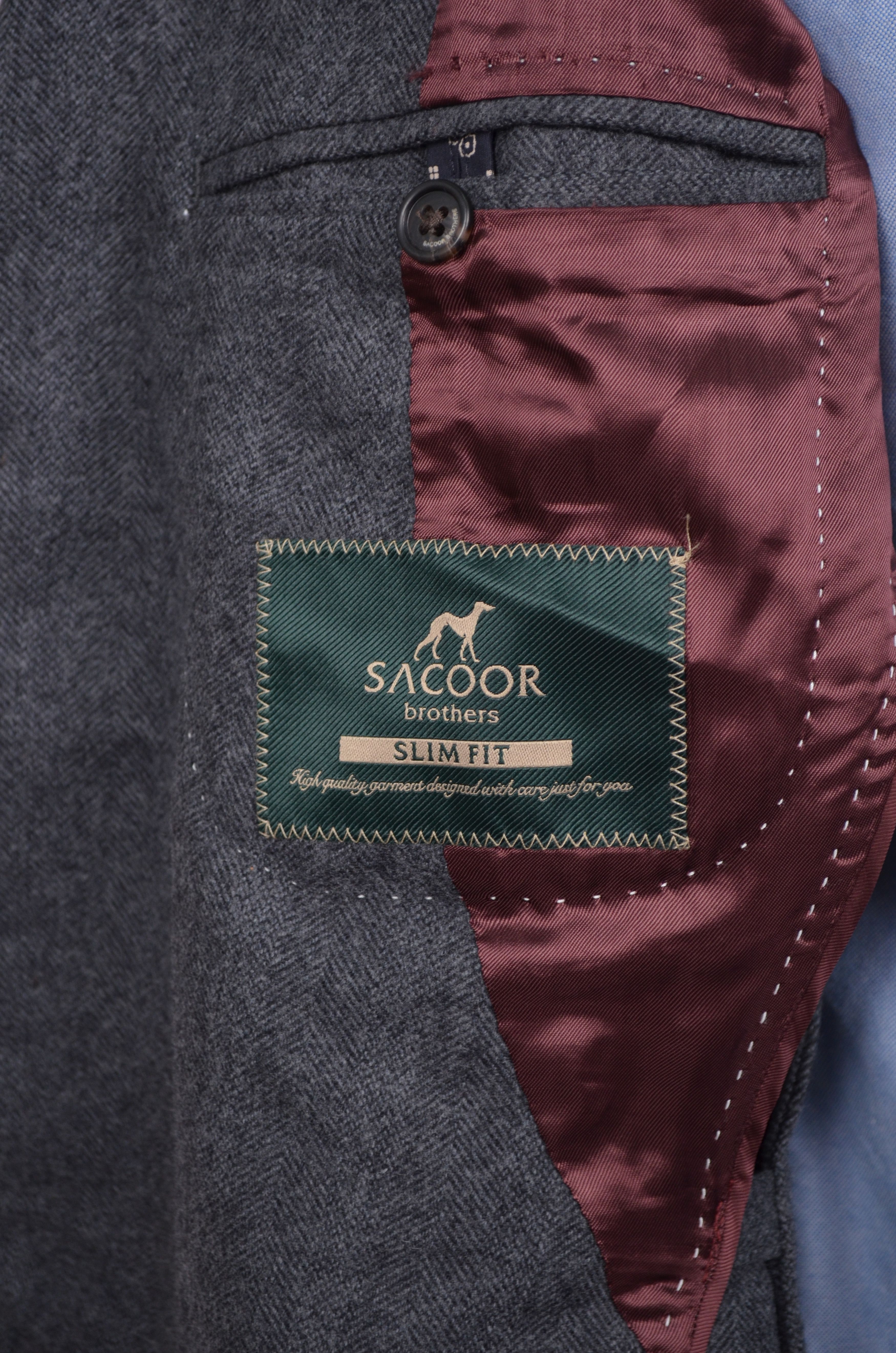 Designer Sacoor Brothers Wool Blend Knit Unlined Blazer Jacket US44 Size 44S - 13 Thumbnail