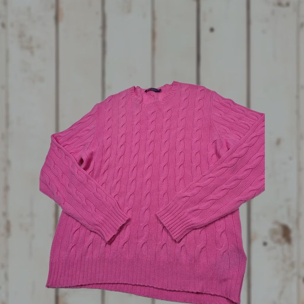 Ralph Lauren Ralph Lauren Purple Label Cashmere Sweater Cable Knit Italy Pink Women's XL FLAW Size XL / US 12-14 / IT 48-50 - 1 Thumbnail