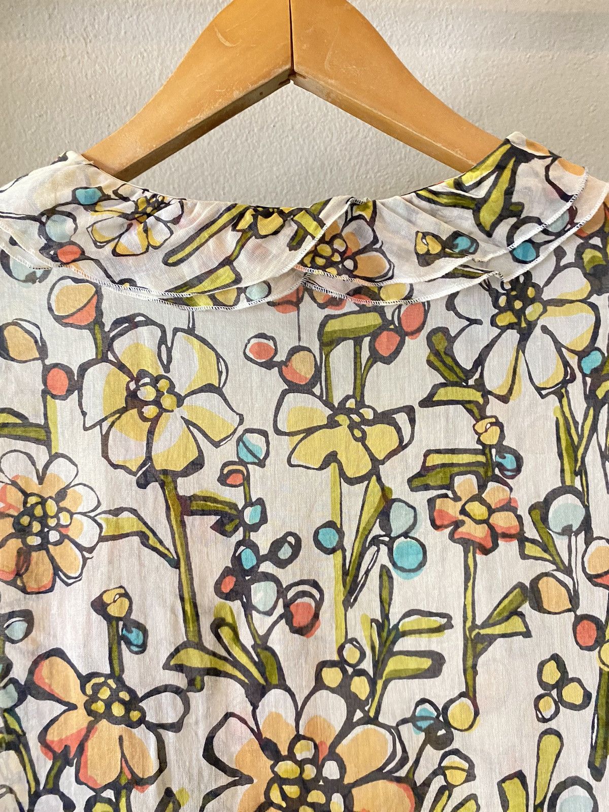 Moschino MOSCHINO Layered Ruffles Floral V-Neck Blouse Size S / US 4 / IT 40 - 10 Thumbnail