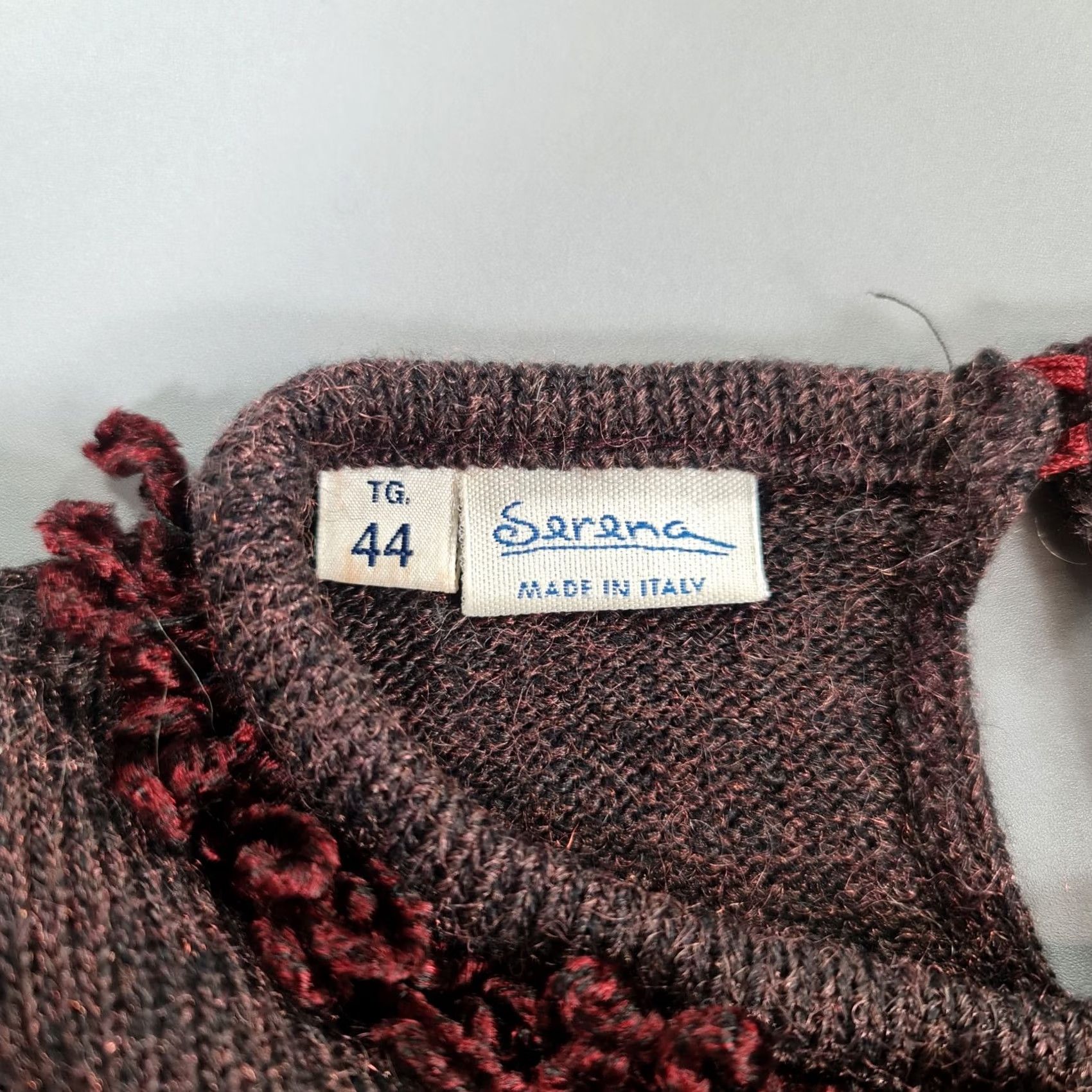 Vintage Serena Womens Jumper Burgundy Red IT 44 Short Sleeve Angora Wool Round Neck Pullover Knit Casual Womens Size M / US 6-8 / IT 42-44 - 3 Thumbnail