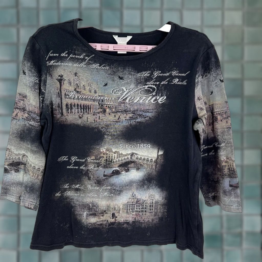 Vintage VINTAGE Christopher & Banks T-Shirt Women's Size L Black Art Destination Casual Streetwear Size L / US 10 / IT 46 - 1 Thumbnail