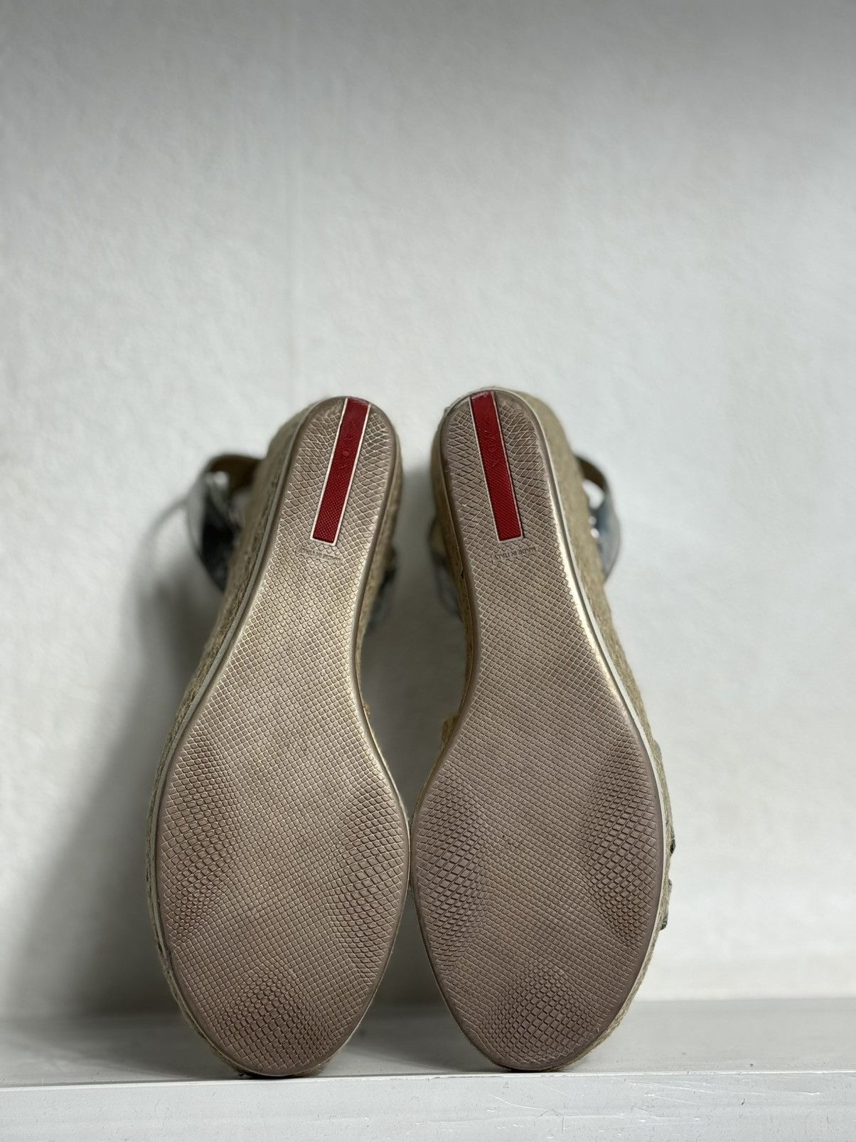 Prada Prada Linea Rossa Silver Leather Wedge Sandals Size 40.5 Size US 9 / IT 39 - 5 Thumbnail