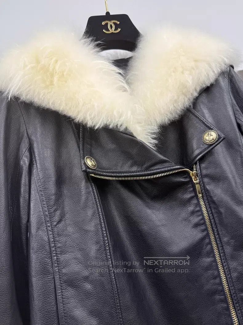 Chanel Chanel Hamburger series fur collar leather coat Size XXS / US 00 / IT 34 - 2 Thumbnail