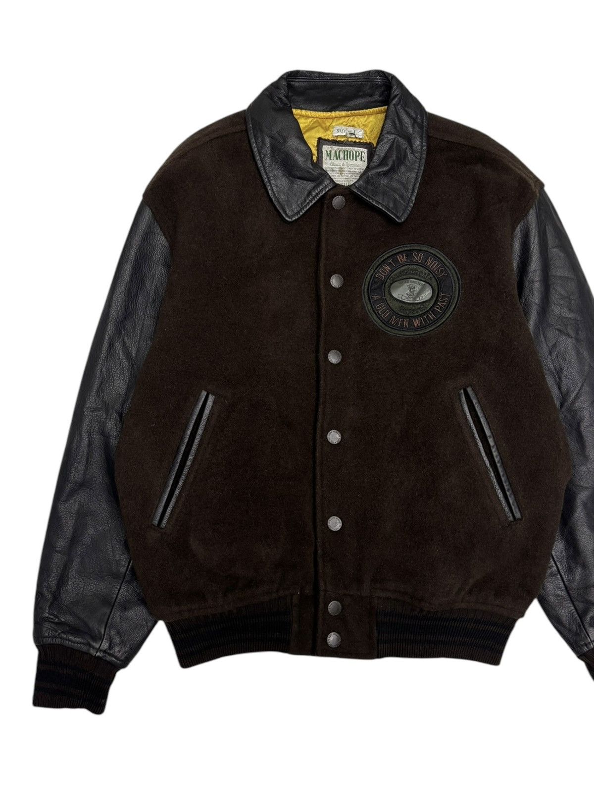 Japanese Brand Vintage Don’t Be So Noisy MacHope Leather Varsity Jacket Size US L / EU 52-54 / 3 - 3 Thumbnail