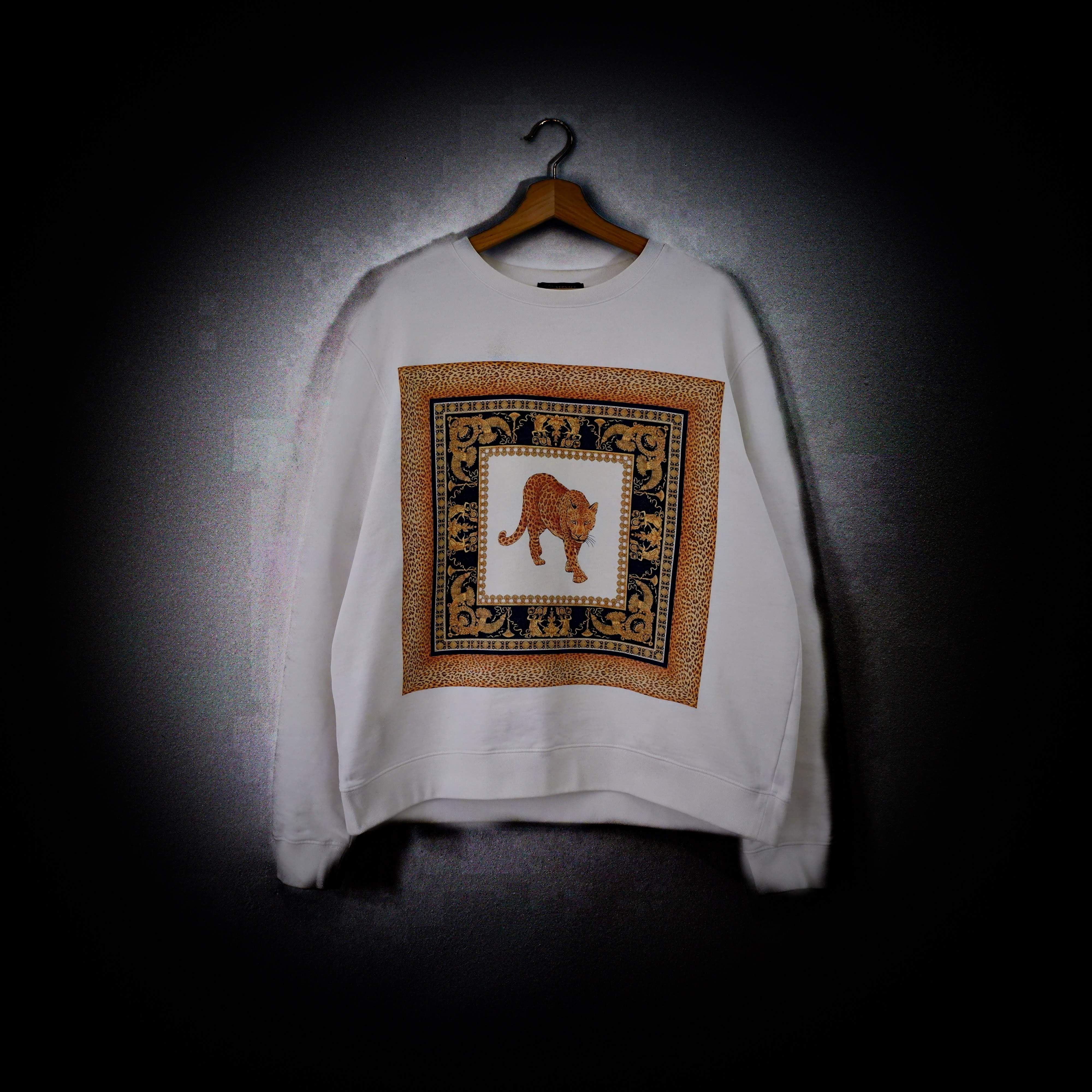 image of Original Versace Sweatshirt Baroque Leopard in White, Men's (Size XL)