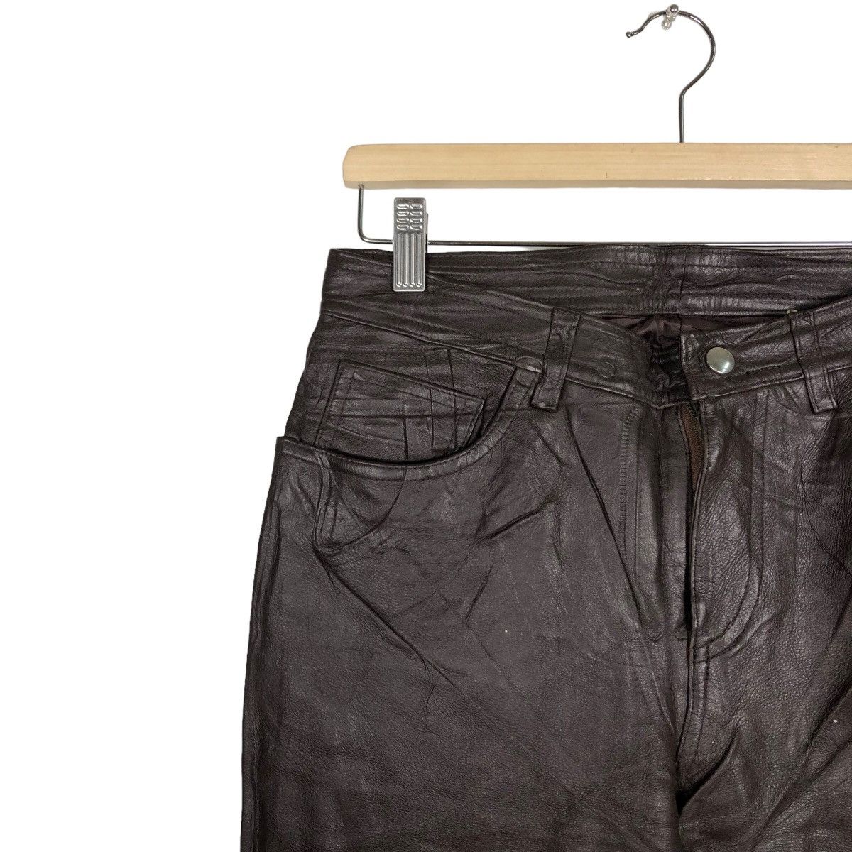 Genuine Leather 🔥Vintage Rich Brown Genuine Leather Pants Union Made Method Size US 28 / EU 44 - 6 Thumbnail
