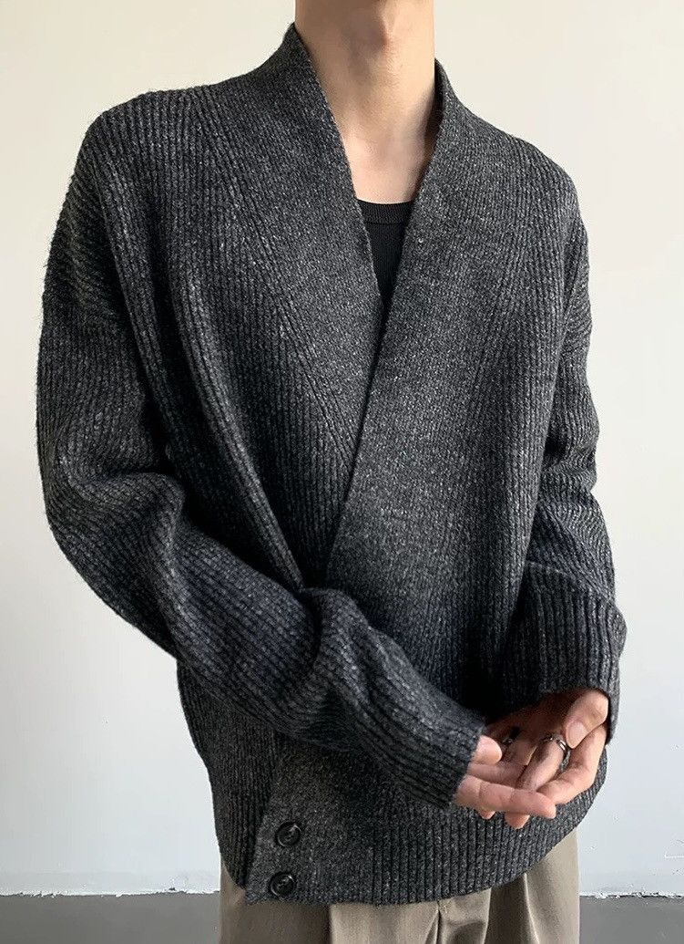 Japanese Brand × Vintage Cleanfit retro fashion wrap cardigan knitwear Size US L / EU 52-54 / 3 - 2 Thumbnail