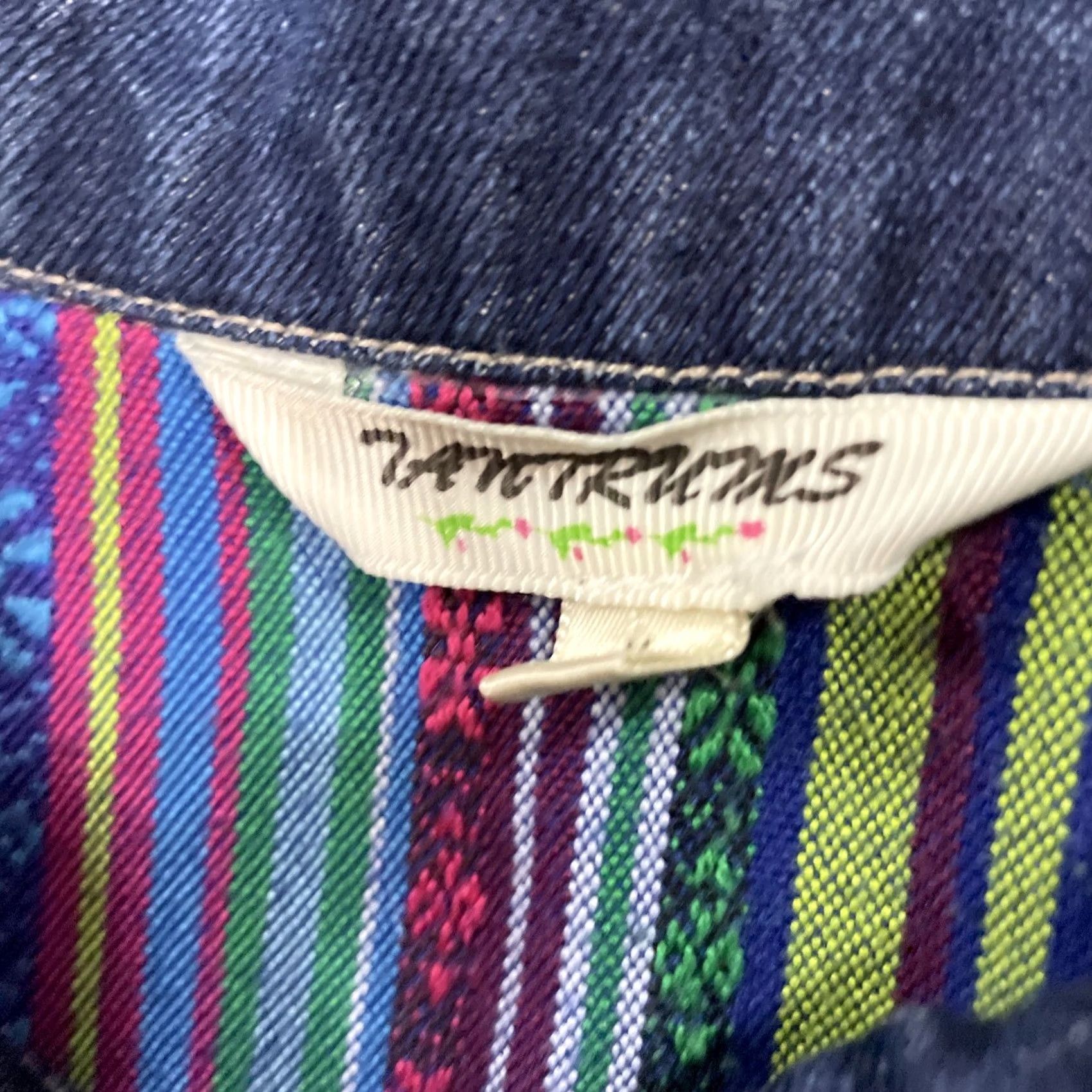 Rainbow Tantrums Jean Jacket Women M Blue Denim Floral Boho Western Tribal Aztec Shirt Mens Size 32" / US 10 / IT 46 - 7 Thumbnail