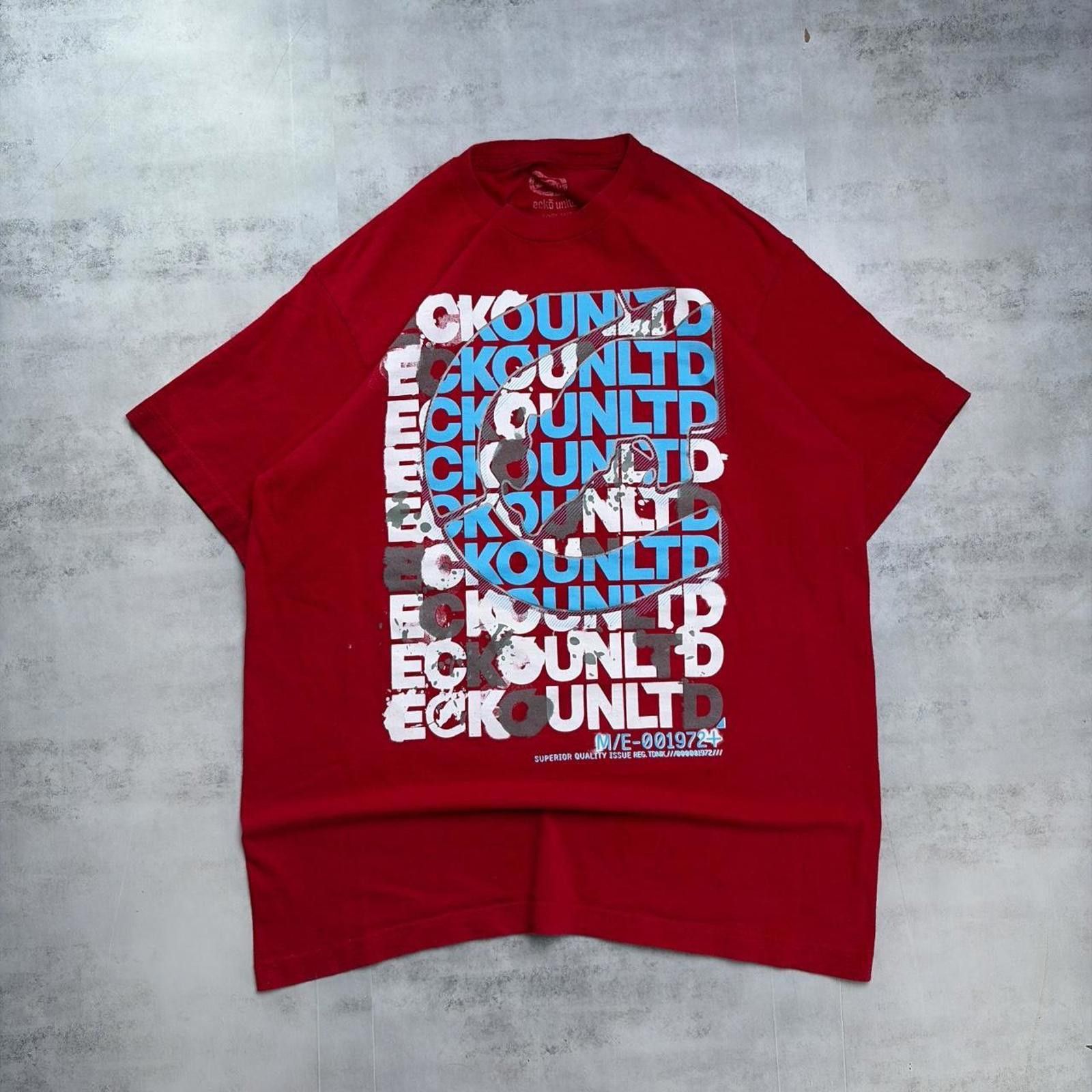 Ecko Unltd. Y2K Red Ecko Unltd Grunge Distressed Skater T-Shirt Size US L / EU 52-54 / 3 - 1 Thumbnail