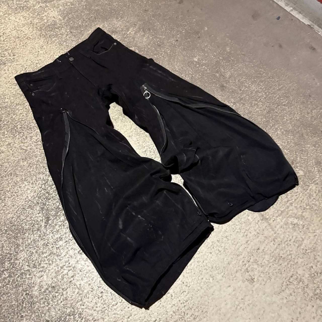 Japanese Brand Custom Black Baggy Distressed Jeans Painted Wide Leg Size US 31 - 1 Thumbnail