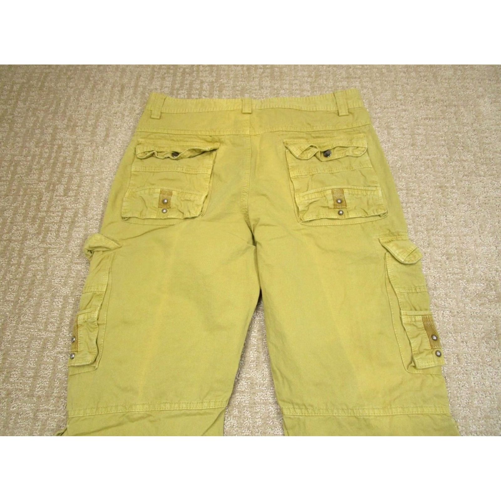 Vintage Junye Cargo Pants Men 36 Yellow Canvas Cargo Pocket Relaxed Straight Regular Waist 34 Inseam 33 Front Flat Front Vintage No Size US 36 / EU 52 - 5 Thumbnail