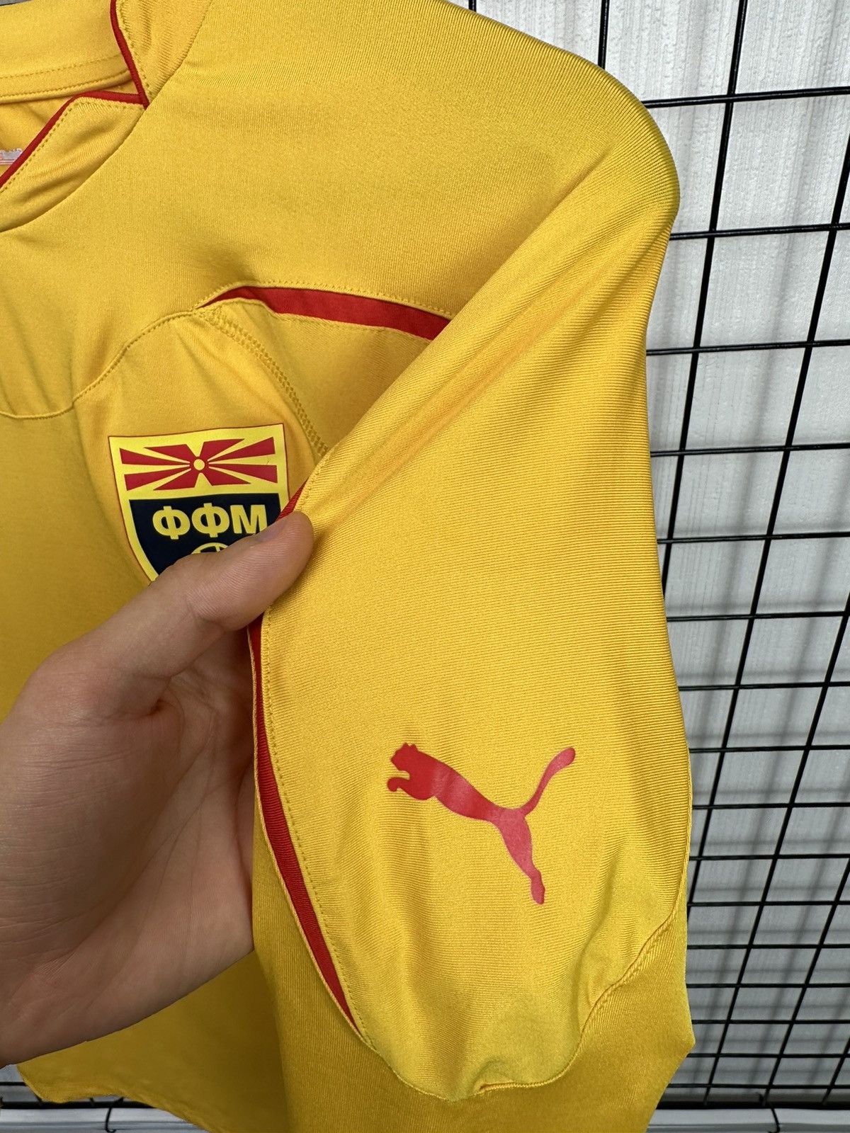 Puma × UEFA North Macedonia football jersey 2010 2013 away Men M yellow Size US M / EU 48-50 / 2 - 12 Thumbnail