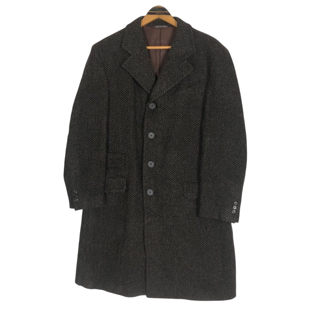 Fendi Vintage 90s Fendi Tweed Herringbone Long Coat Size US M / EU 48-50 / 2 - 7 Thumbnail