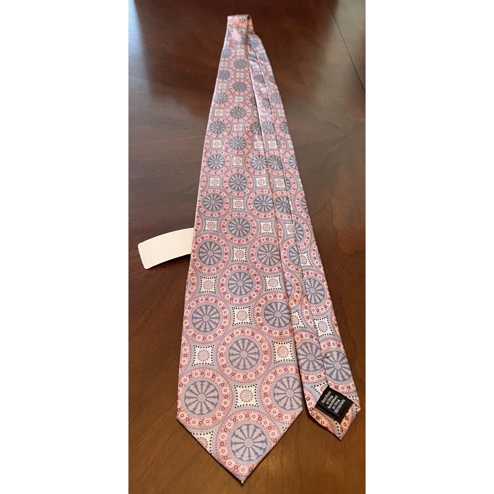 George George Pink Gray Hand Made 100% Silk Made In China Size ONE SIZE - 3 Thumbnail