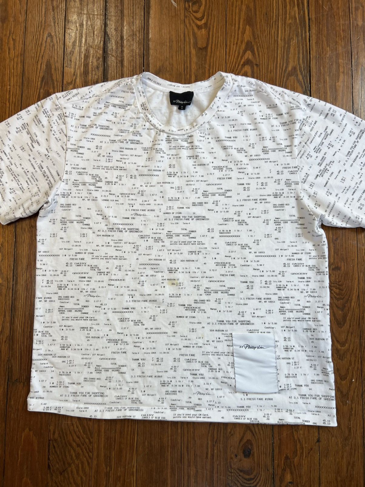 3.1 Phillip Lim Phillip Lim All Over Print Receipt Tee Size US XL / EU 56 / 4 - 1 Thumbnail