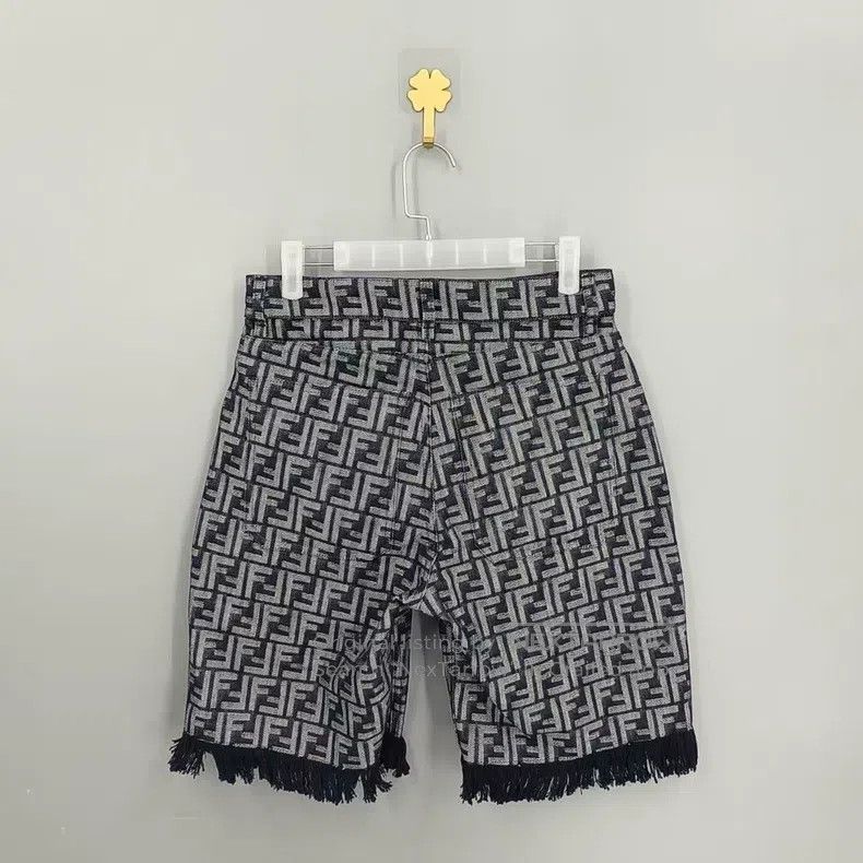 Fendi Fendi Printed Fringe Denim Shorts Size US 31 - 2 Thumbnail