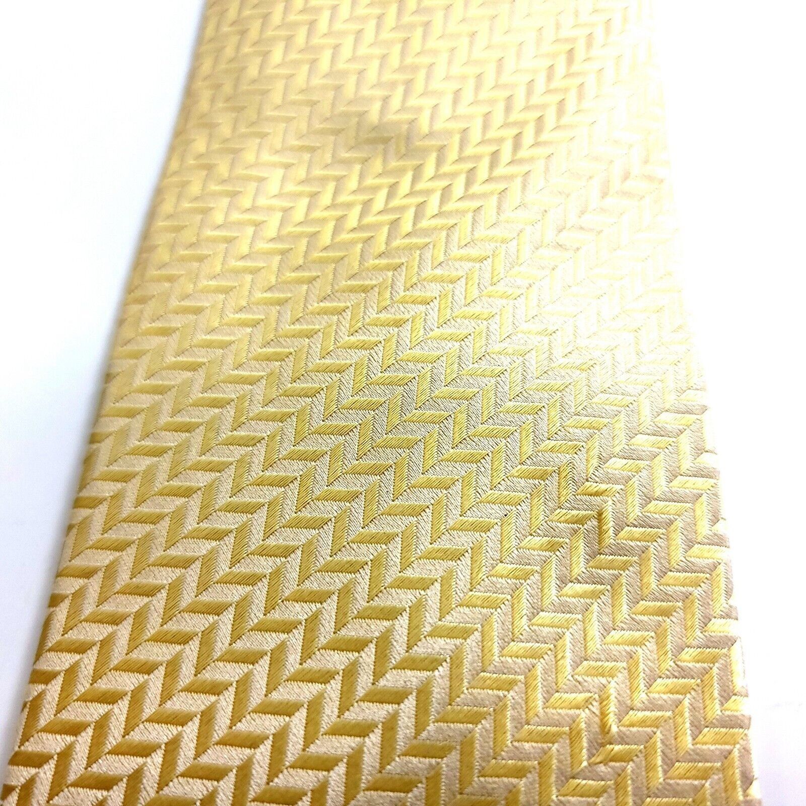 Alexander Julian Alexander Julian Colours Herringbone Yellow Woven Silk Tie Size ONE SIZE - 2 Thumbnail