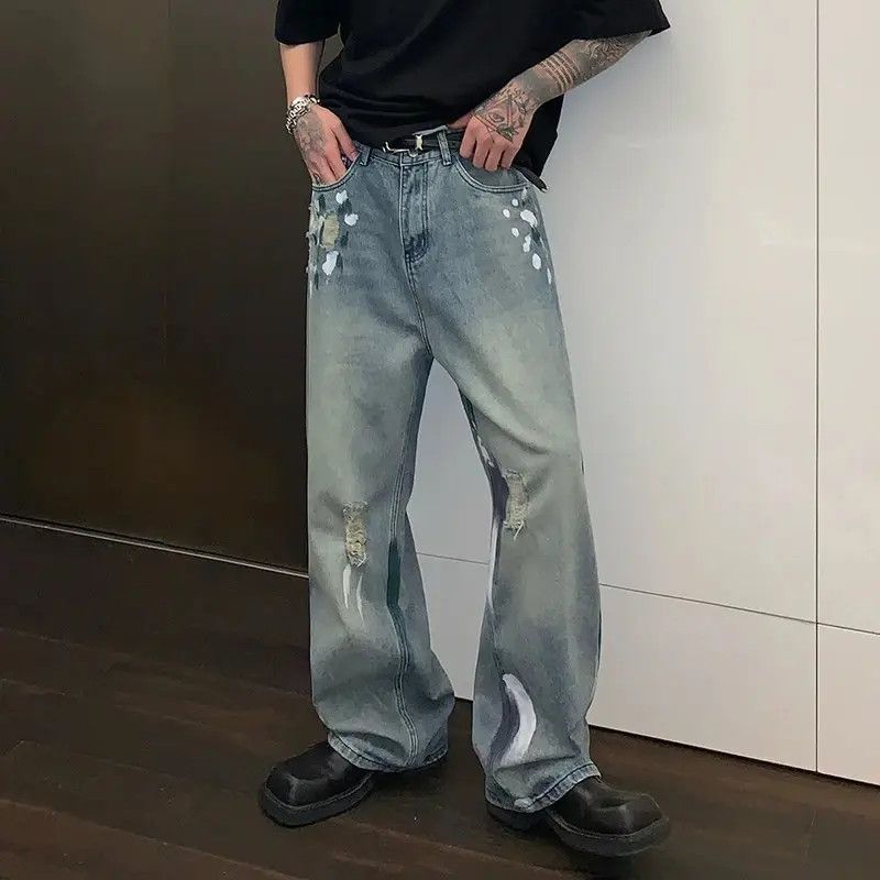 Japanese Brand × Vintage Niche Streetwear Straight Graffiti Jeans Size US 31 - 2 Thumbnail