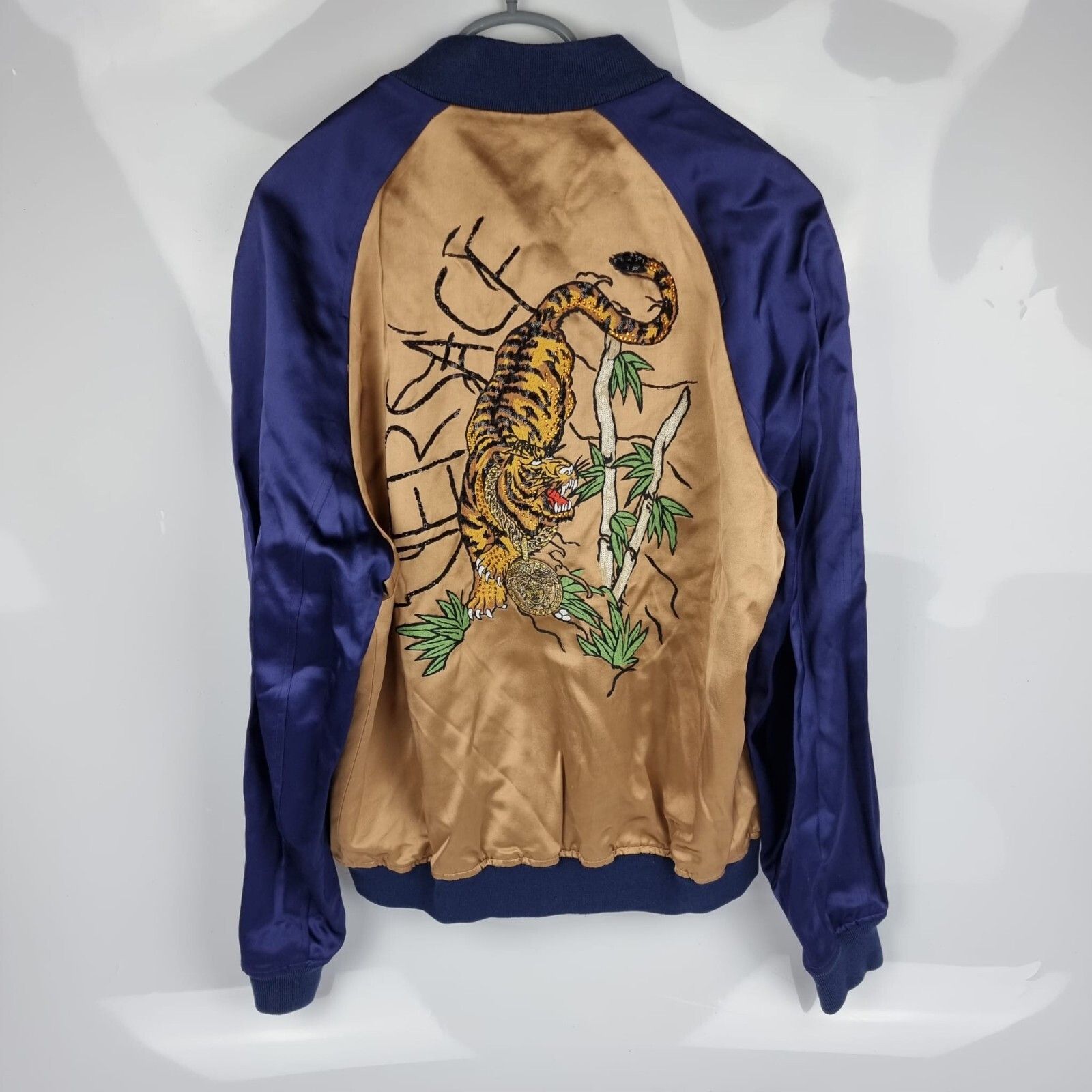 Versace VERSACE Blue Tiger Bomber Jacket Size M (48) Size US M / EU 48-50 / 2 - 2 Thumbnail