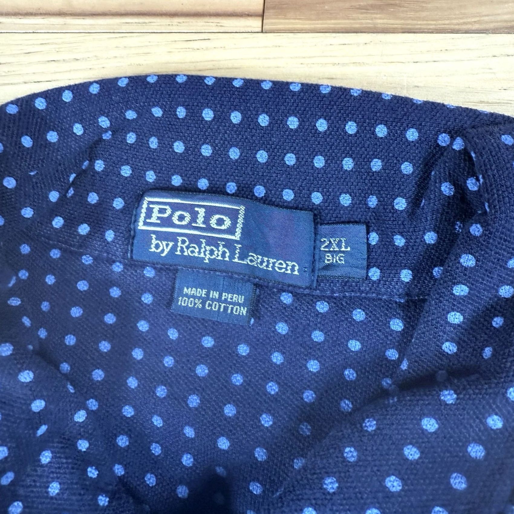 Polo Ralph Lauren VINTAGE Polo Ralph Lauren Polo Shirt Mens Big 2X Big & Tall Blue Polka Dot AOP Short Sleeve USA Rugby Size US XXL / EU 58 / 5 - 3 Thumbnail