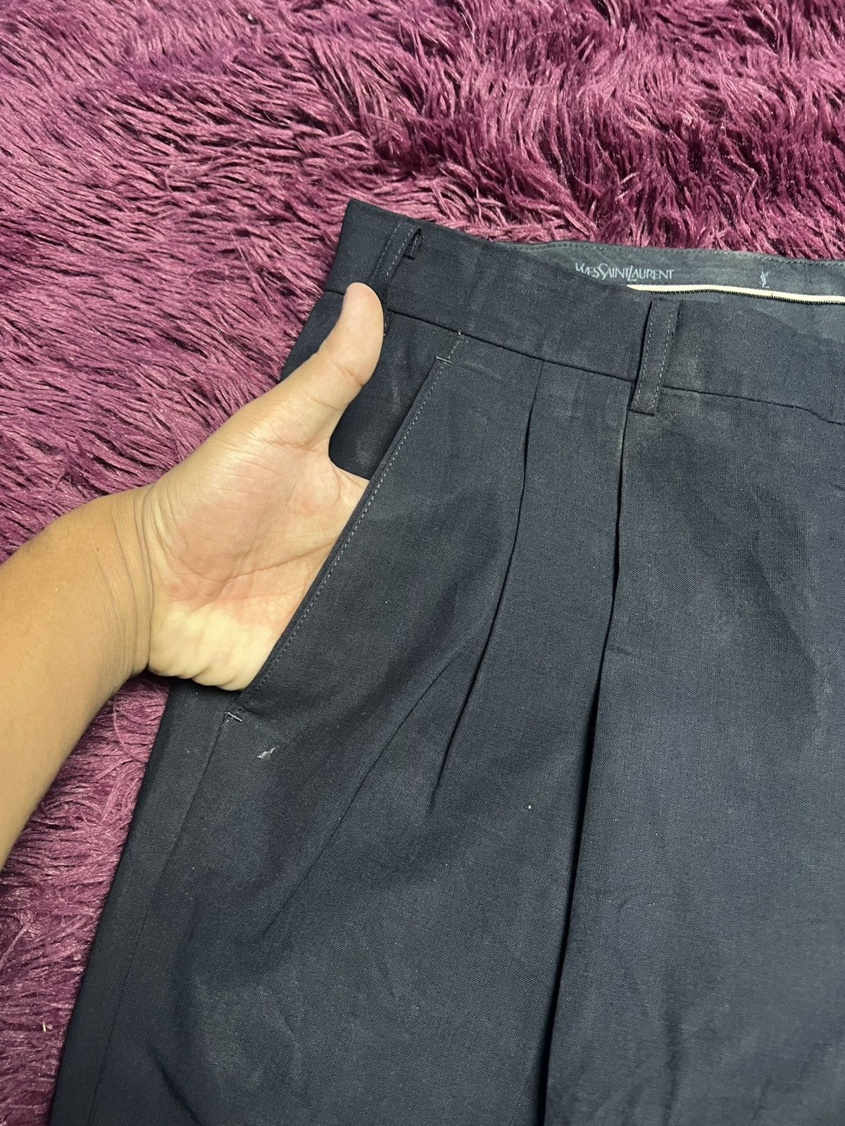 Yves Saint Laurent Vintage Yves Saint Laurent Pour Homme Pleated Trousers (45) Size US 35 - 3 Thumbnail