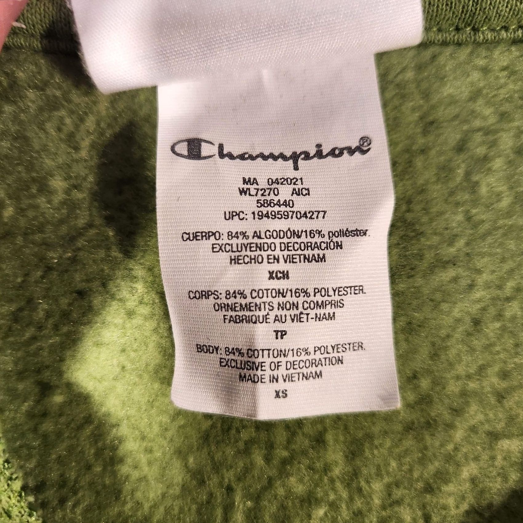 Champion Champion Sweatshirt Mens X-Small Green 1/4 Zip Pullover Reverse Weave Fleece Zipper Logo Mock Neck Size US XS / EU 42 / 0 - 5 Thumbnail