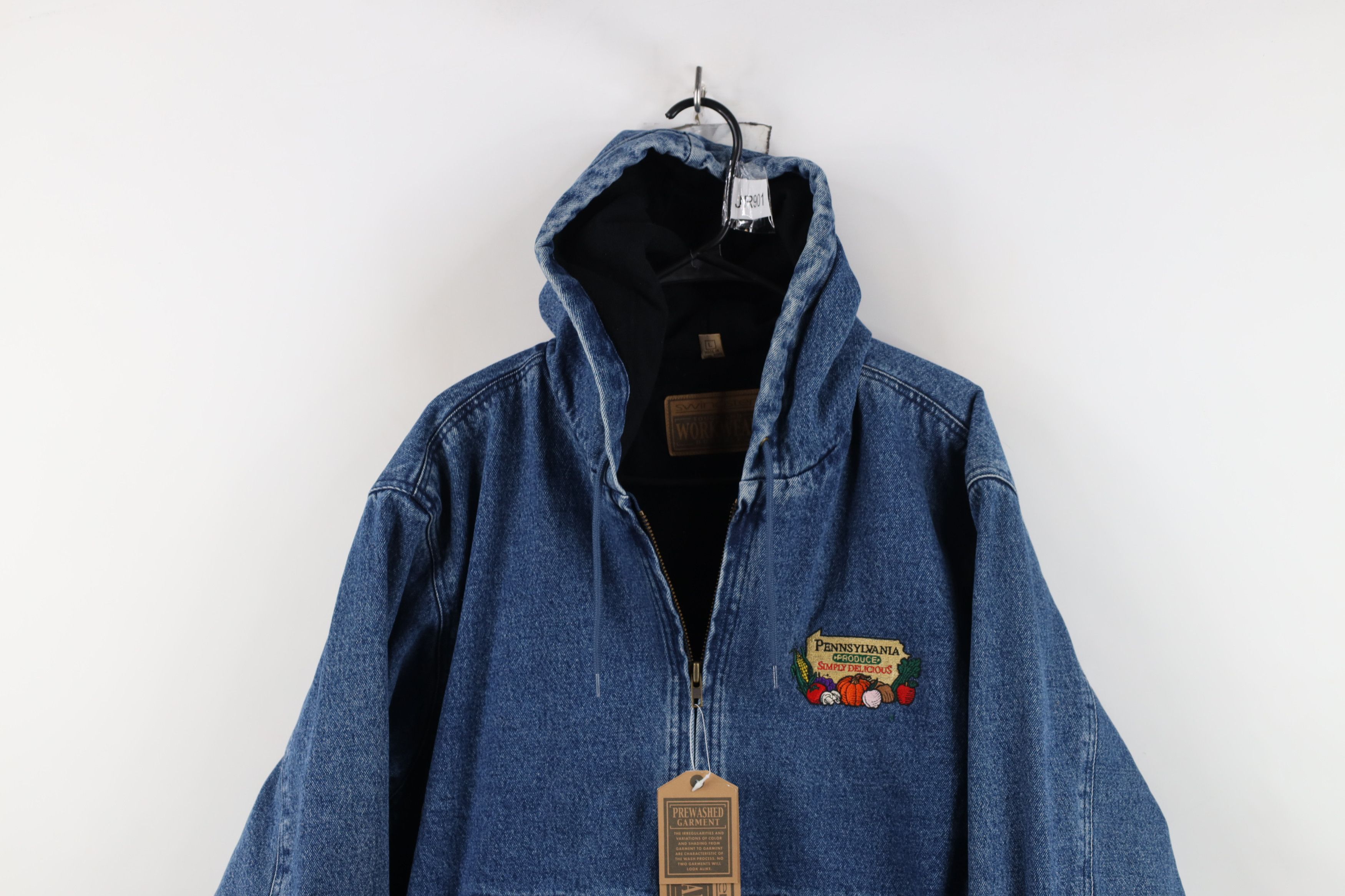 Vintage Deadstock Vintage 90s Produce Hooded Denim Jacket Blue Size US L / EU 52-54 / 3 - 2 Thumbnail