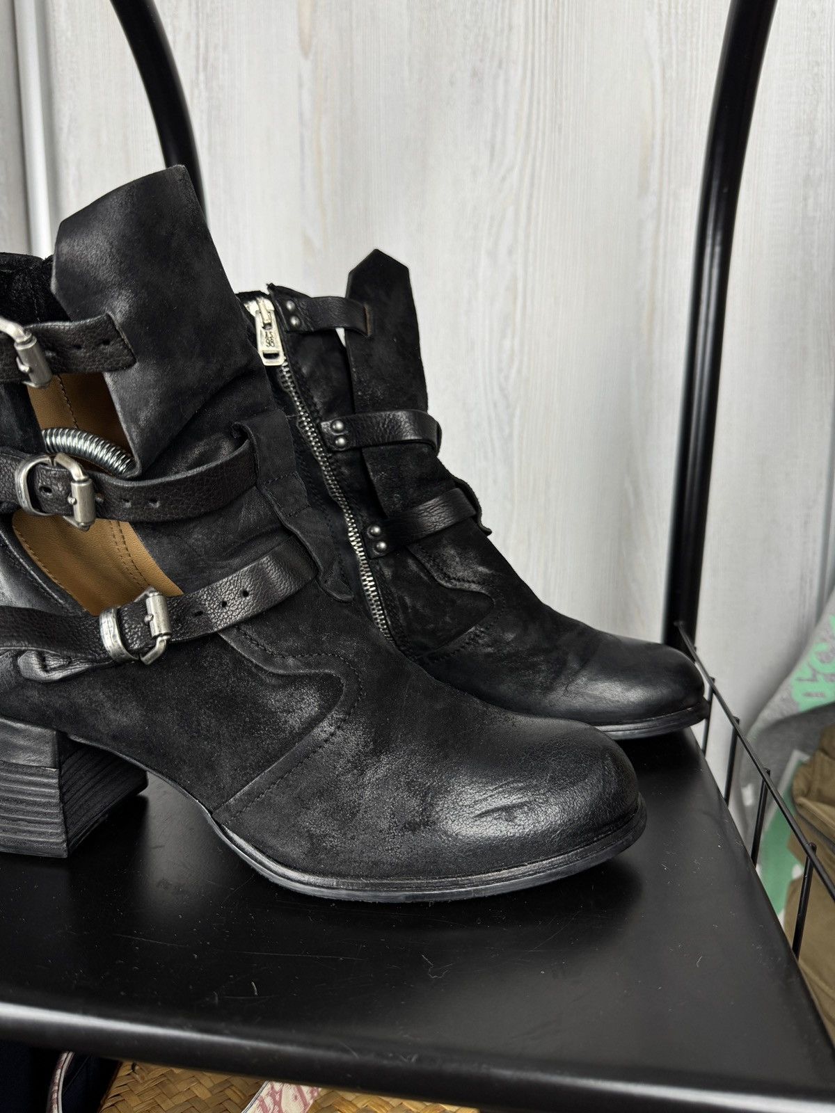 A.S.98 A.S.98 AirStep Women's Leather Ankle Boots Zipper Biker 40 Size US 10 / IT 40 - 3 Thumbnail