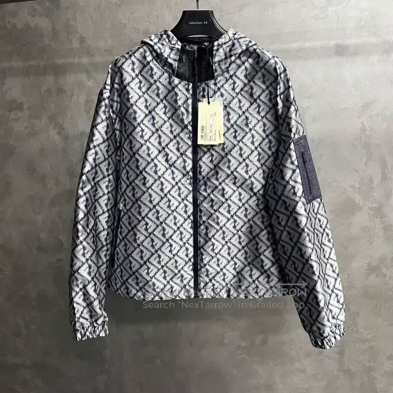 Fendi Fendi Silver Blue Logo Printed Hooded Zip-Up Casual Jacket Size US L / EU 52-54 / 3 - 1 Thumbnail