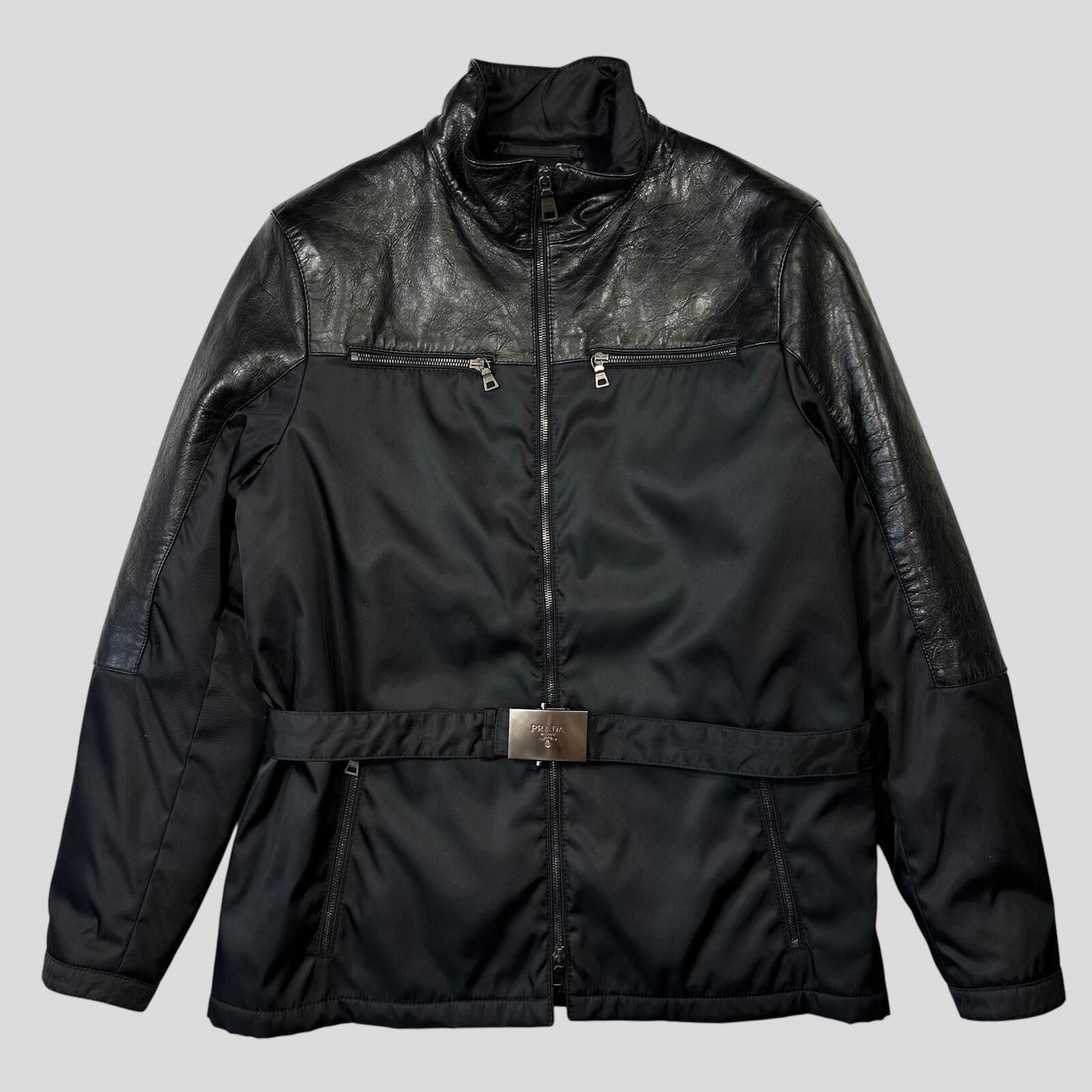 Prada Prada Milano 2011 Gabardine Nylon Leather Jacket + Belt - M Size US M / EU 48-50 / 2 - 4 Thumbnail