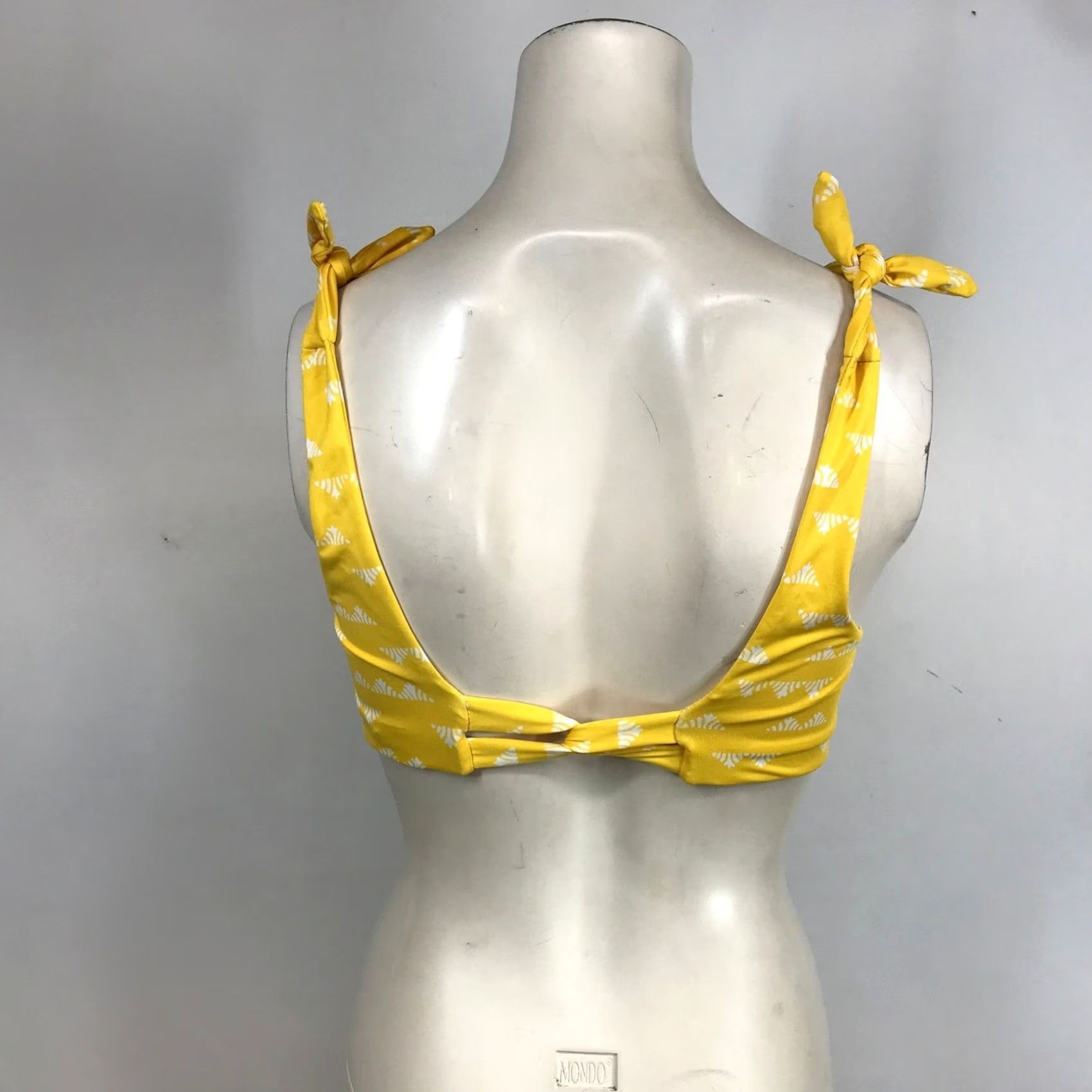 Vintage Carve Designs Geometric Print Tie Shoulder Bikini Top Yellow Small Size S / US 4 / IT 40 - 5 Thumbnail