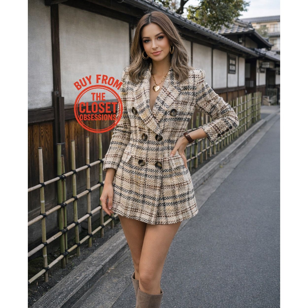 Zara ZARA Wool-Blend Double Breasted Plaid Blazer NWT Size L / US 10 / IT 46 - 6 Thumbnail