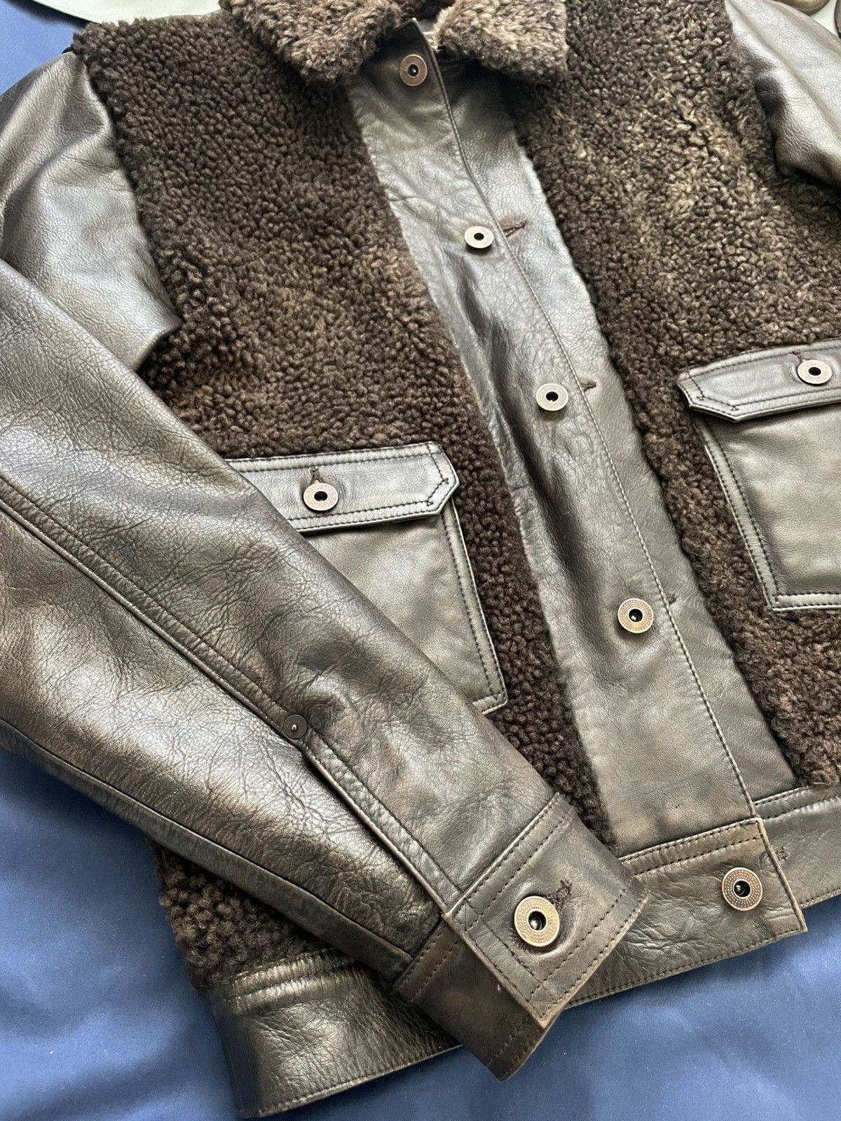 RRL Ralph Lauren RRL Ralph Lauren Shearling Leather Grizzly Jacket XS Brown Size US XS / EU 42 / 0 - 16 Thumbnail