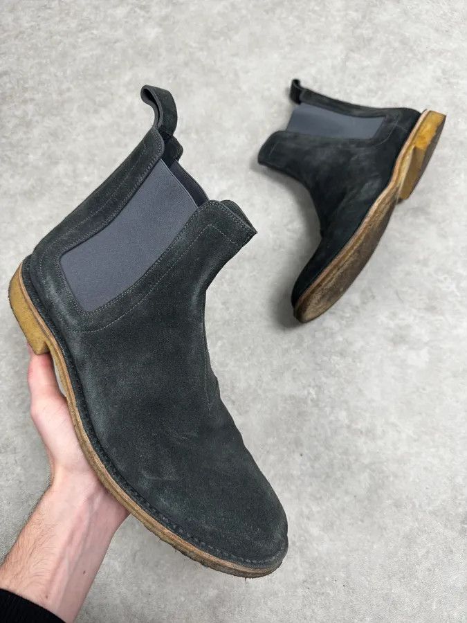 Bottega Veneta Bottega Veneta Clear Faded Black Suede Chelsea Boots Size US 11 / EU 44 - 1 Thumbnail