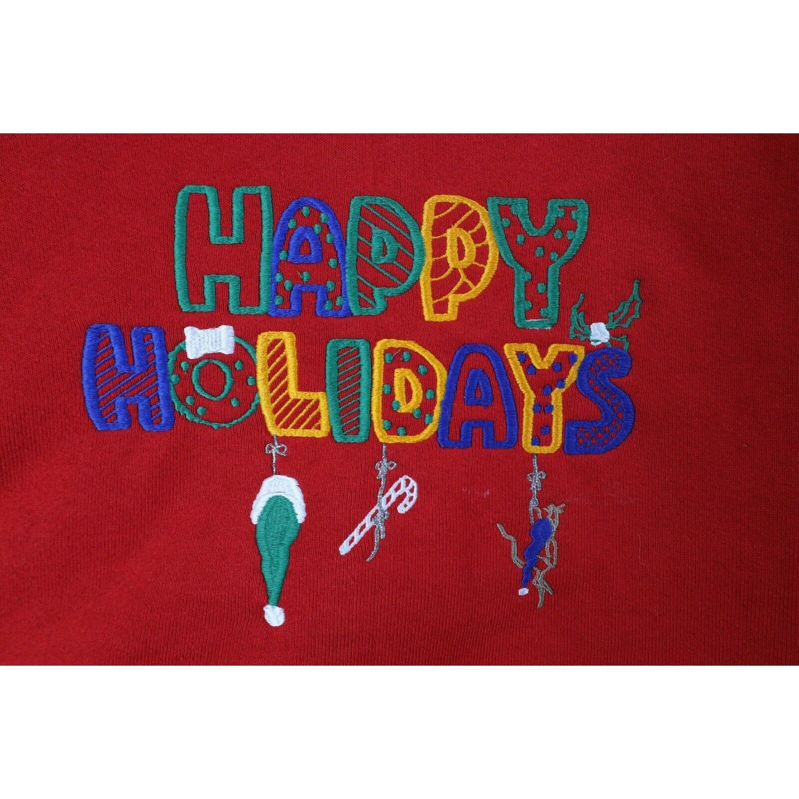Vintage Vintage 90s Streetwear Christmas Happy Holidays Sweatshirt Size XXL / US 16-18 / IT 52-54 - 4 Thumbnail