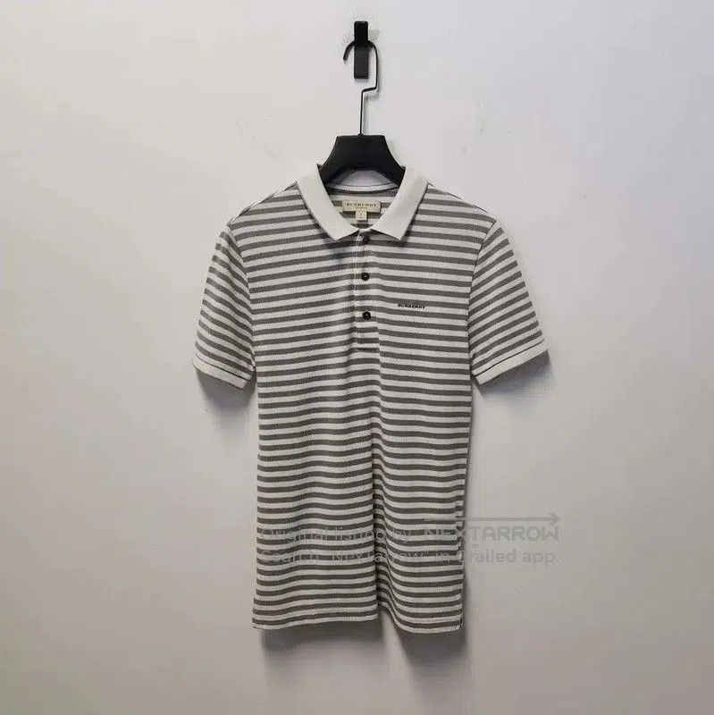 Burberry Burberry Gray Striped Men's Polo Shirt. Size US S / EU 44-46 / 1 - 1 Thumbnail