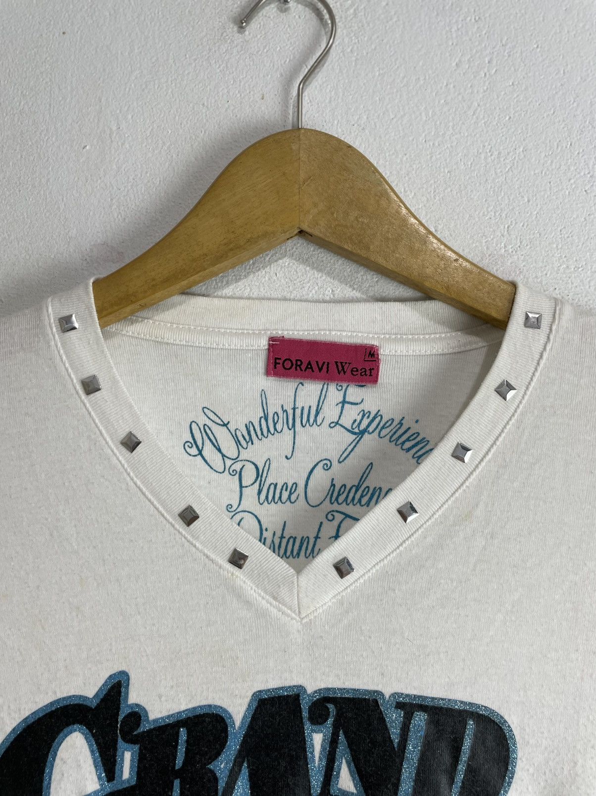 Hysteric Glamour Foraviwear Japan Poem Studded Vneck Tee y2k Size M / US 6-8 / IT 42-44 - 4 Thumbnail