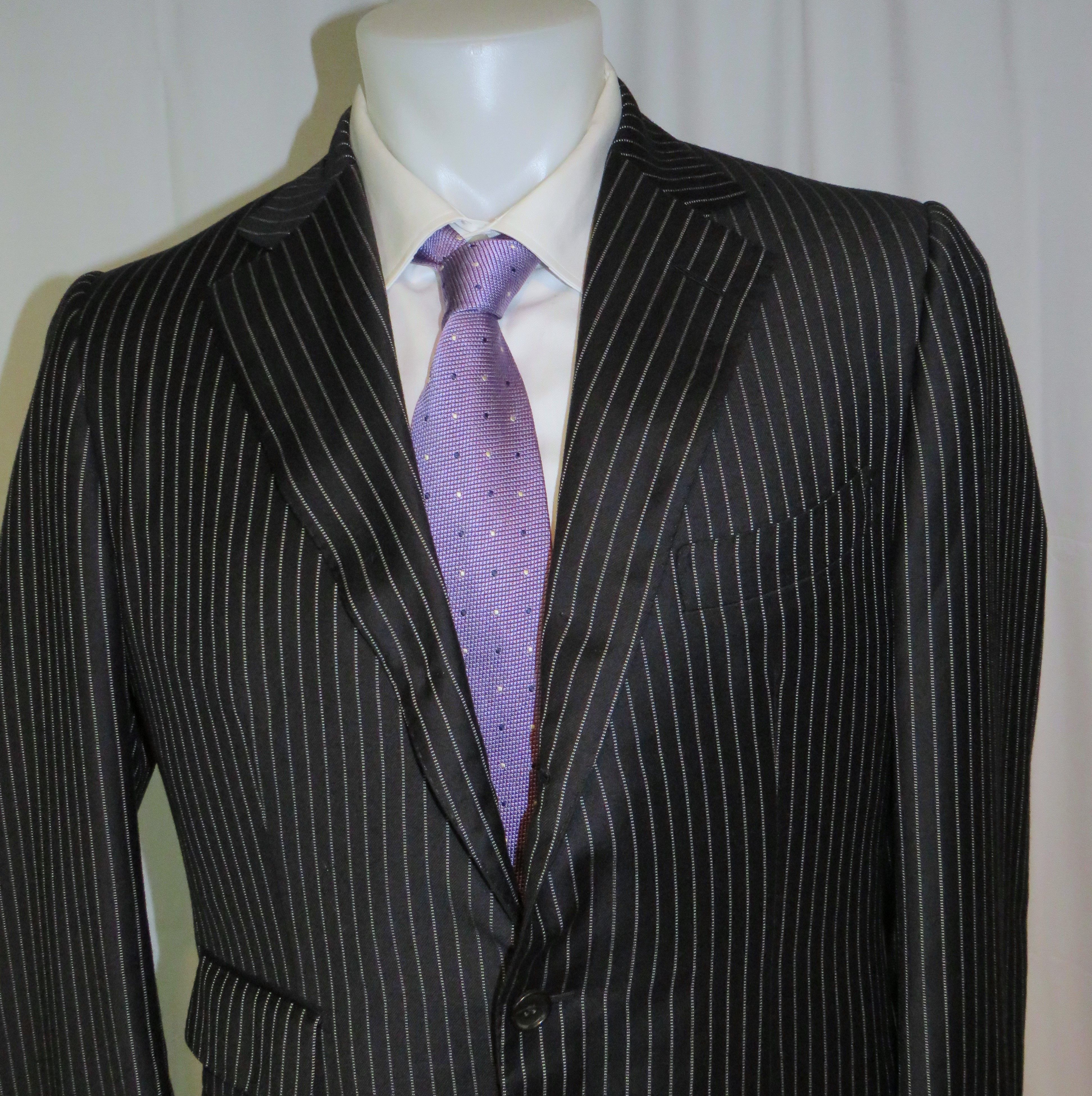 Tom Ford Base B Cashmere Blend Black Striped Three Roll Two Suit 42R Size 42R - 4 Thumbnail