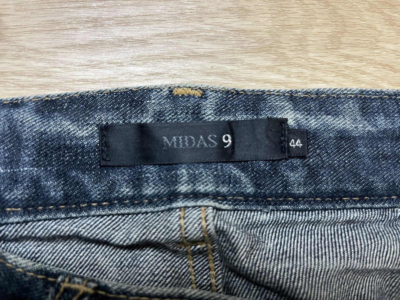 MIDAS Distressed Faded Dark Blue Flare Jeans