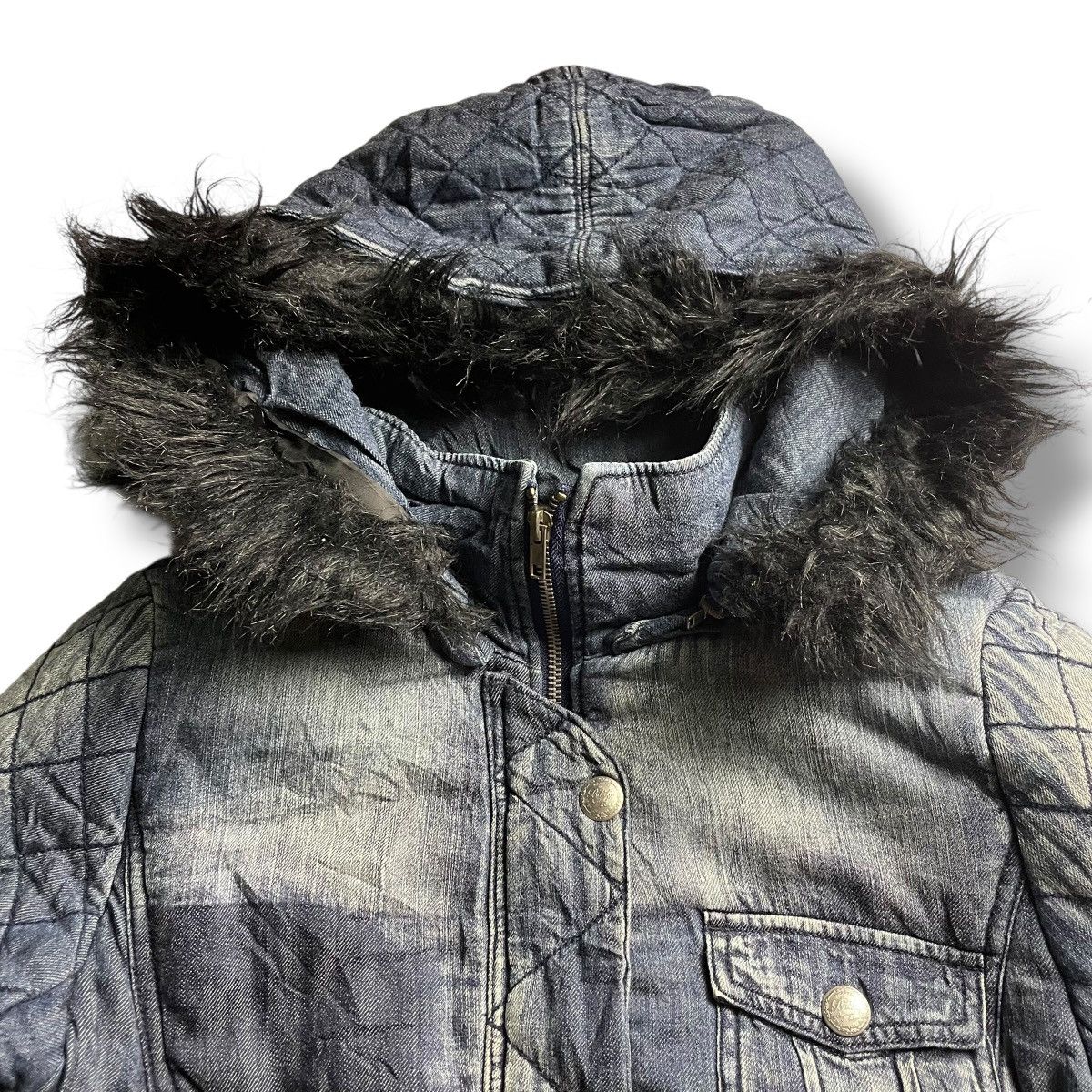 If Six Was Nine × Japanese Brand × Le Grande Bleu (L.G.B.) 🇯🇵 BACKS BUTTON UP FULL ZIP FUR HOODIE DENIM JACKET Size M / US 6-8 / IT 42-44 - 7 Thumbnail