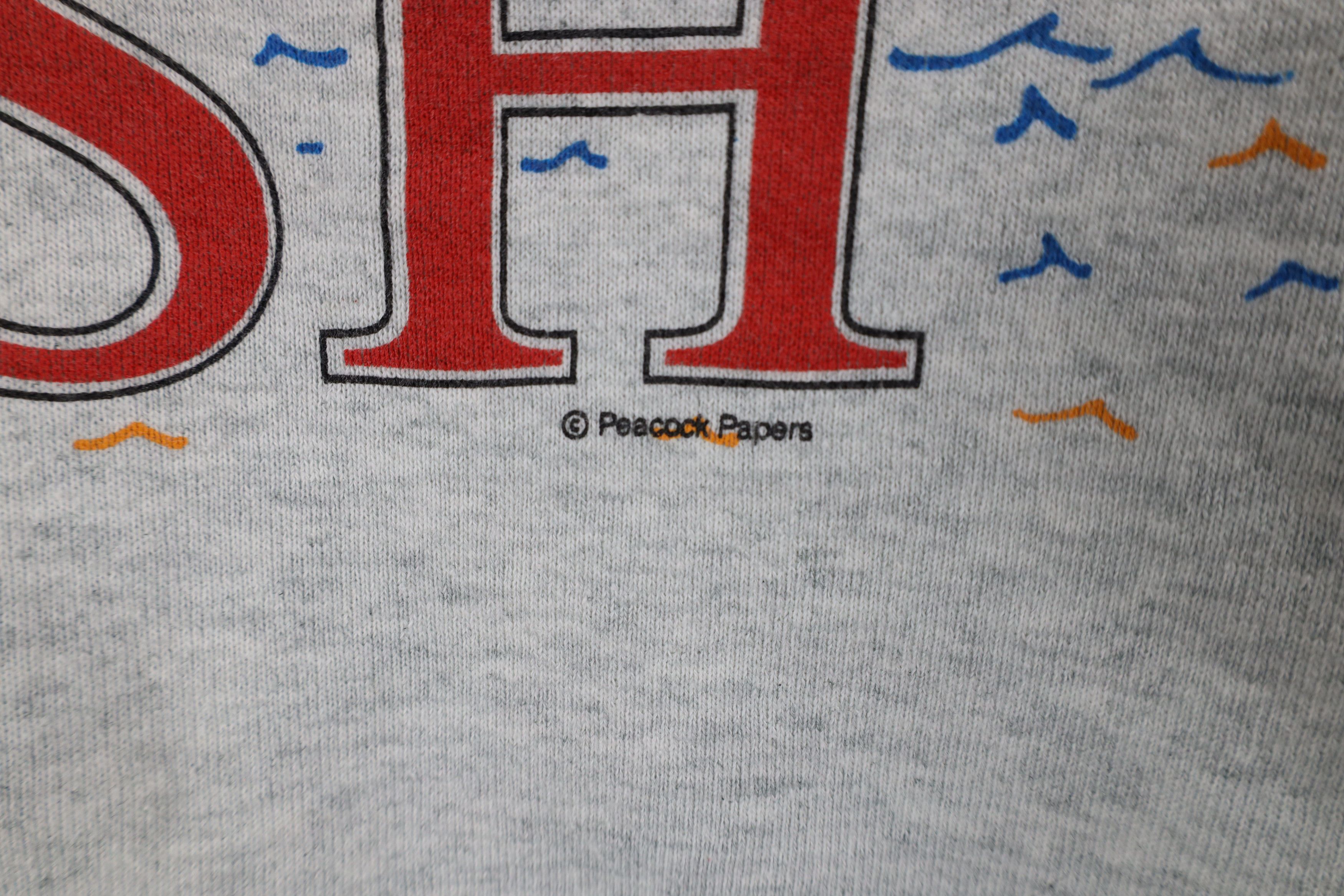Vintage Vintage 90s Streetwear Fish Crewneck Sweatshirt Gray USA Size US XL / EU 56 / 4 - 7 Thumbnail