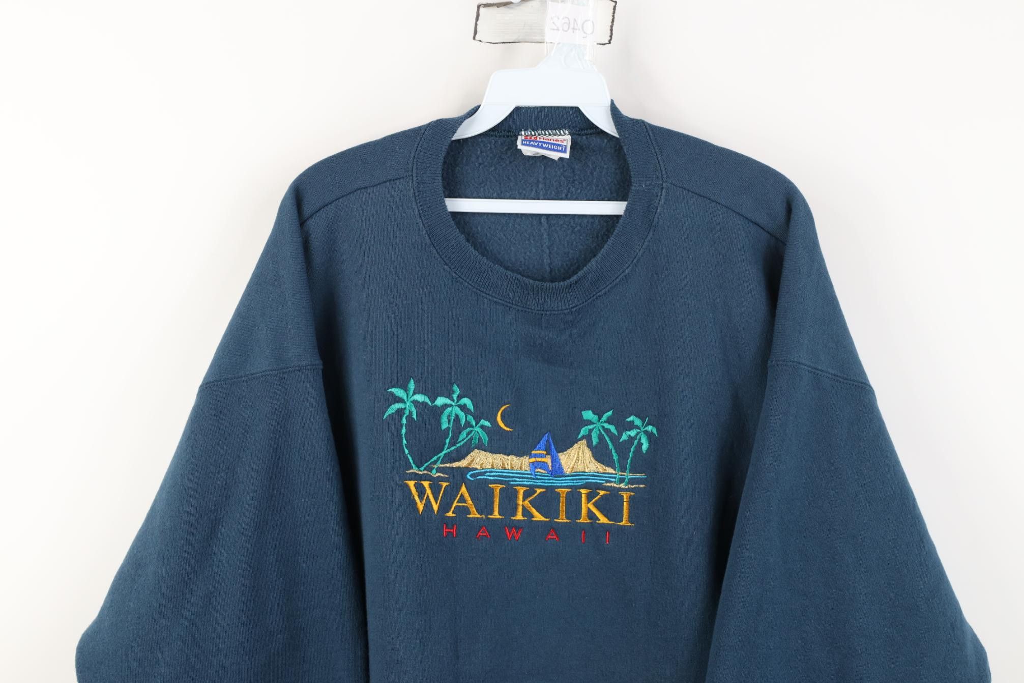 Vintage Vintage 90s Streetwear Hawaii Beach Crewneck Sweatshirt Blue Size US XL / EU 56 / 4 - 2 Thumbnail