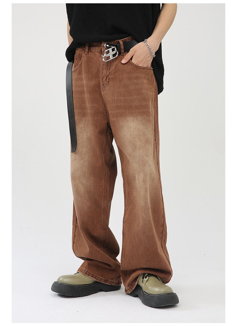 Vintage Retro brown loose straight leg casual wide-leg washed jeans Size US 32 / EU 48 - 2 Thumbnail