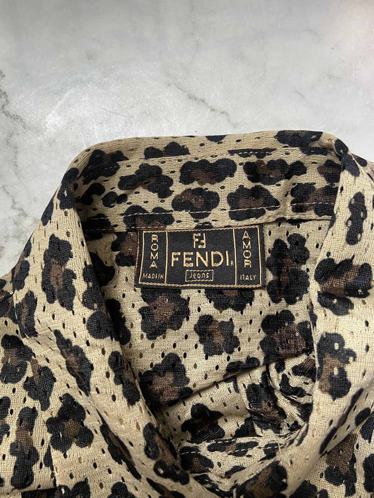 Fendi Vintage 90’s FENDI leopard print mesh button down shirt Size XS / US 0-2 / IT 36-38 - 5 Thumbnail