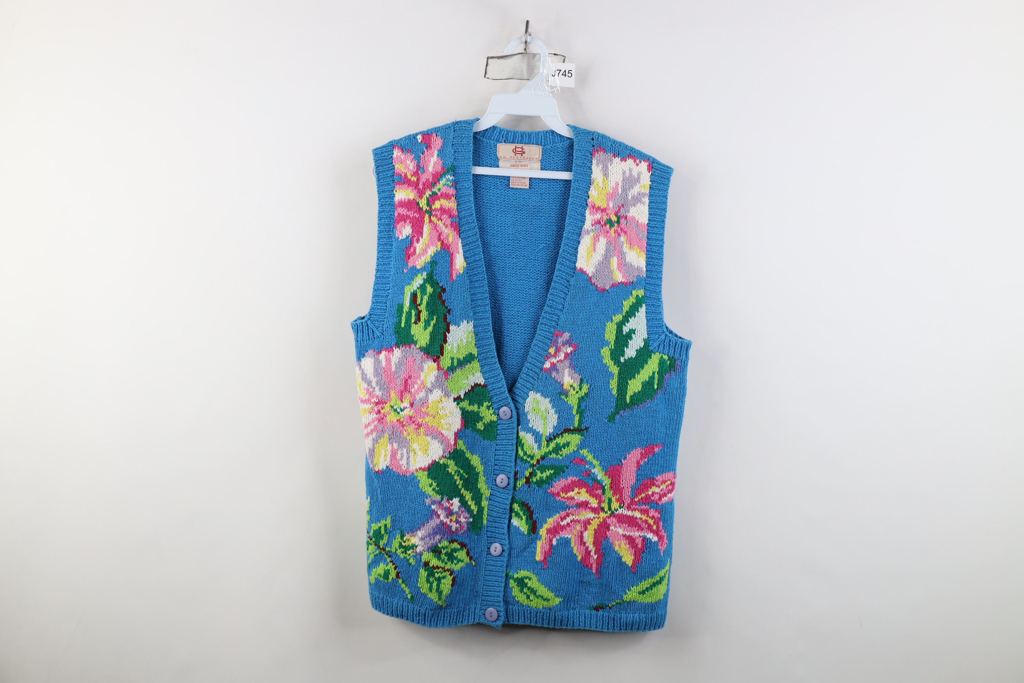 Vintage Vintage 90s Streetwear Blend Hand Knit Flower Sweater Vest Size S / US 4 / IT 40 - 1 Thumbnail