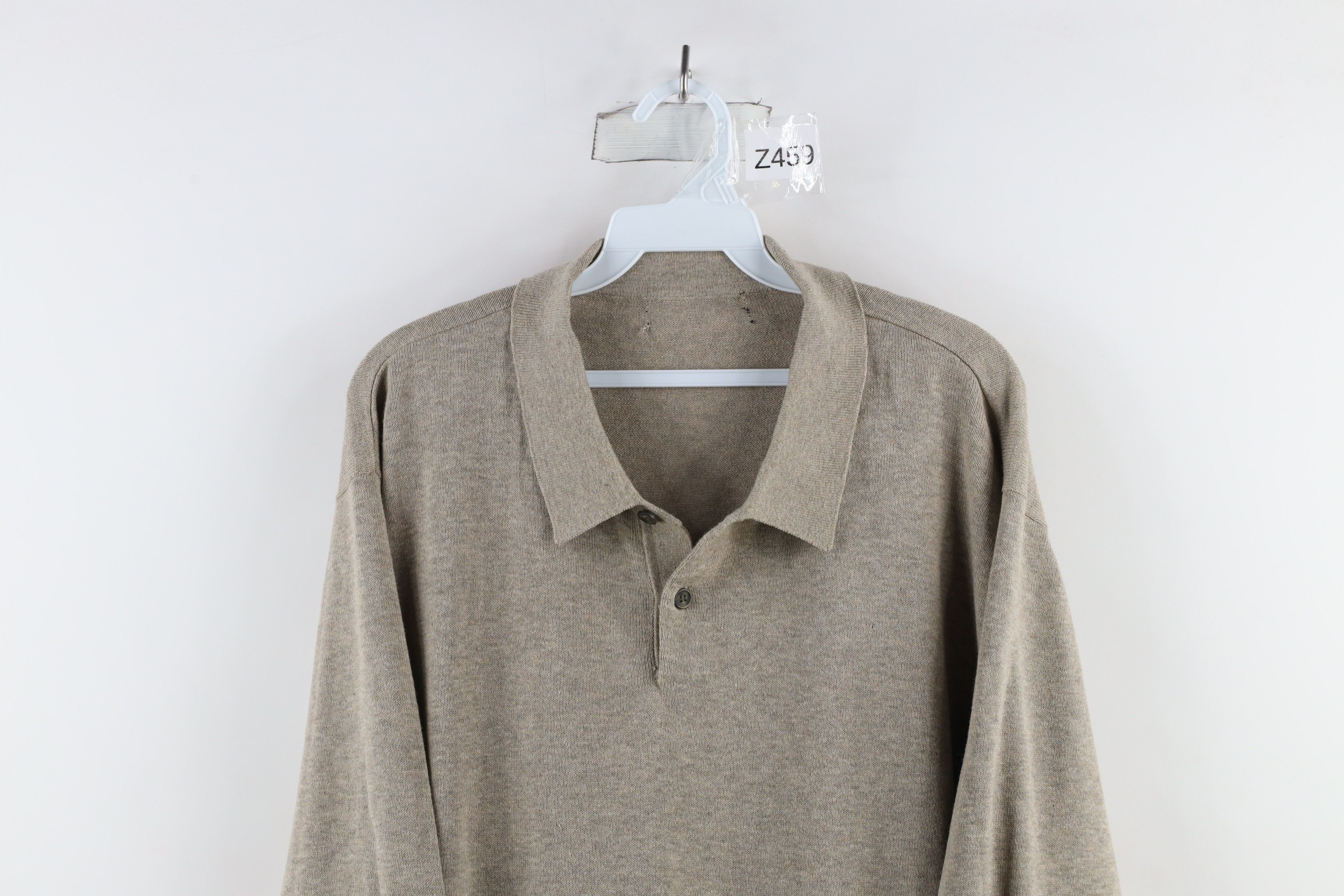 Vintage Vintage 90s Streetwear Collared Pullover Oatmeal Brown Size US XL / EU 56 / 4 - 2 Thumbnail