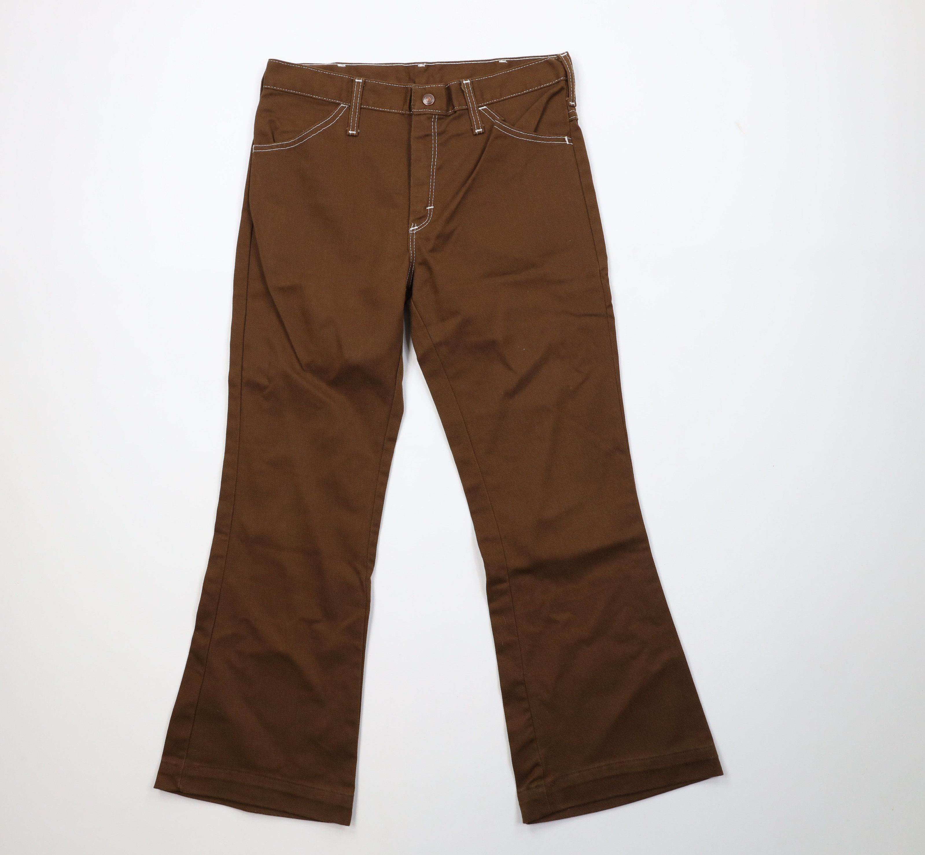 Vintage Vintage 70s Streetwear Wide Leg Denim Jeans Brown USA Size US 30 / EU 46 - 1 Thumbnail