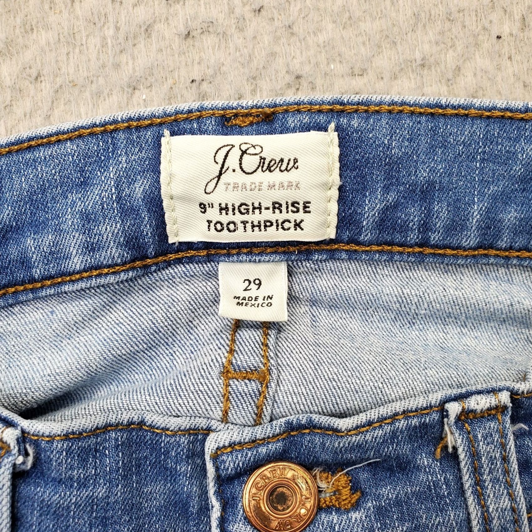 J.Crew J.Crew Womens 29 Blue Denim Toothpick Skinny Jeans High-Rise Button Fly Shirt? Size 29" - 7 Thumbnail