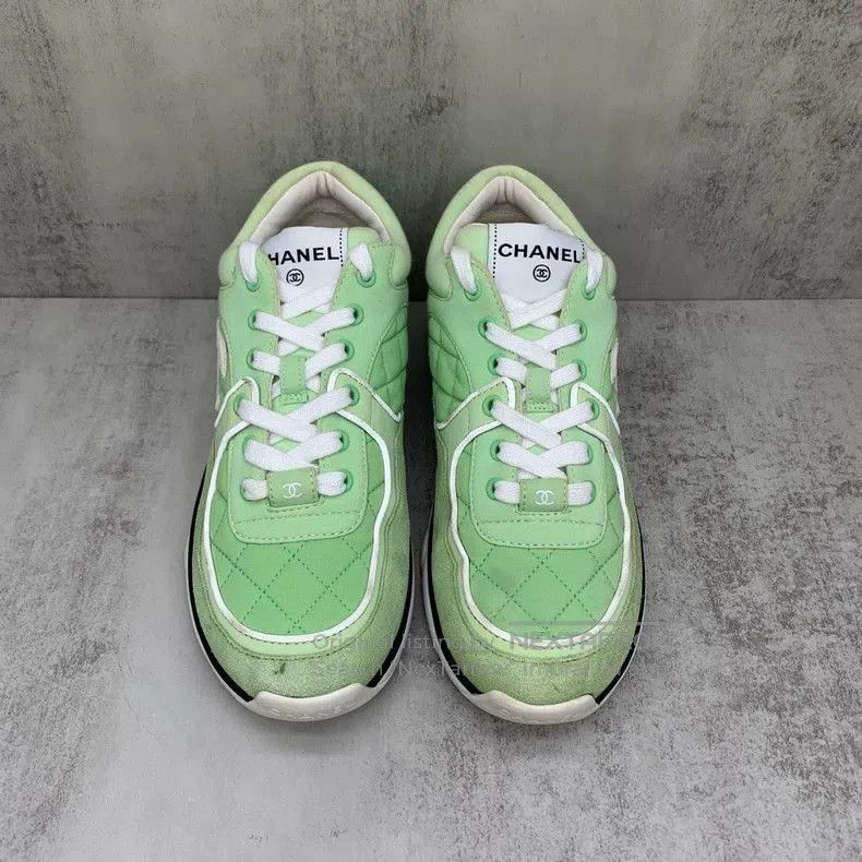 Chanel Chanel Green Diamond Pattern Sneakers Size 38. Size US 8 / EU 41 - 3 Thumbnail