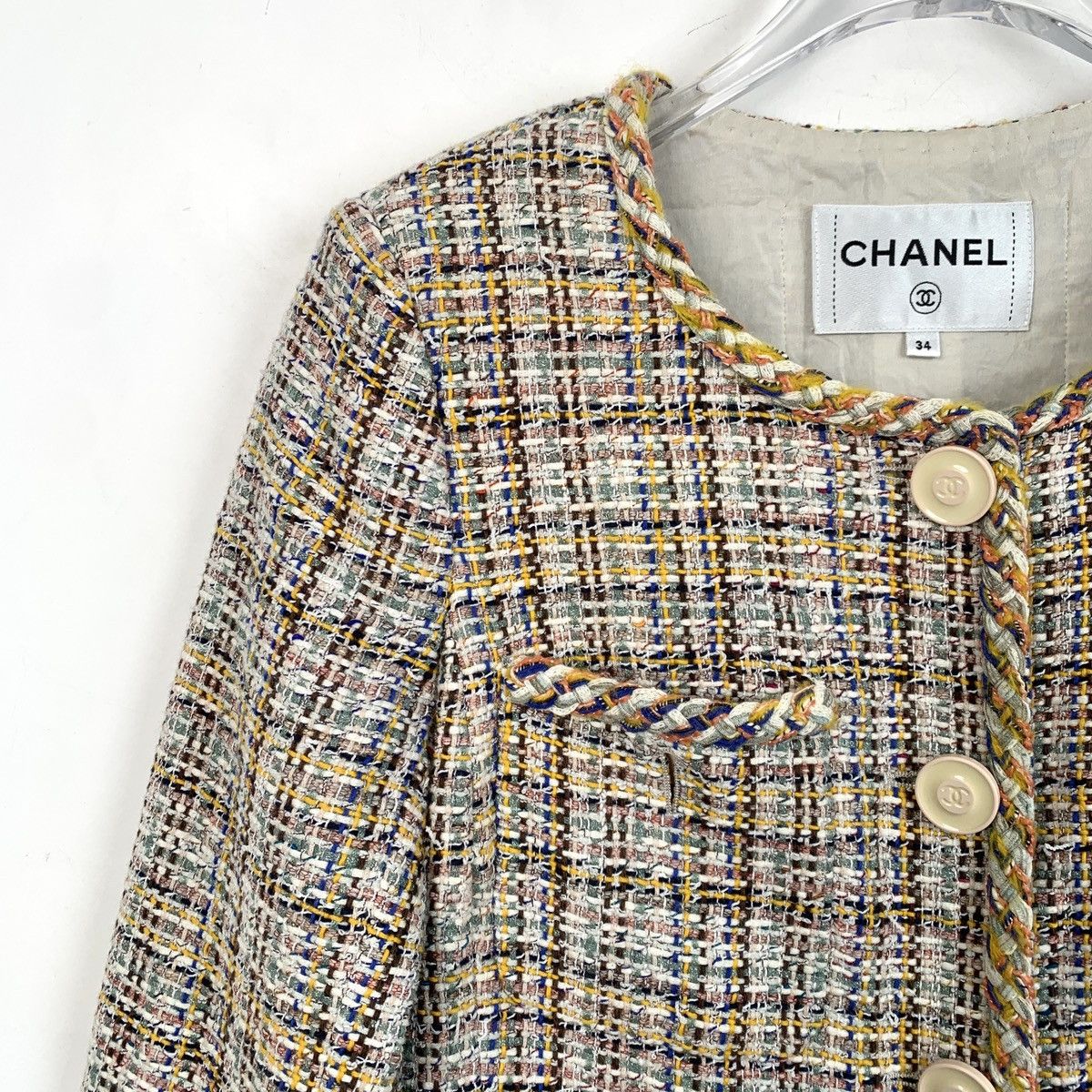 Chanel Chanel Colorblocked Double C Logo Button Trim Cotton Jacket Size XS / US 0-2 / IT 36-38 - 3 Thumbnail